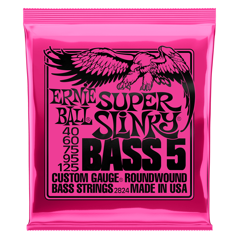 Ernie Ball Super Slinky Nickel Wound 5-String Electric Bass Strings 40-125 Gauge | P02824