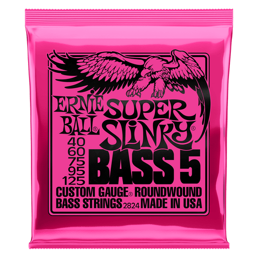 Ernie Ball Super Slinky Nickel Wound 5-String Electric Bass Strings 40-125 Gauge | P02824