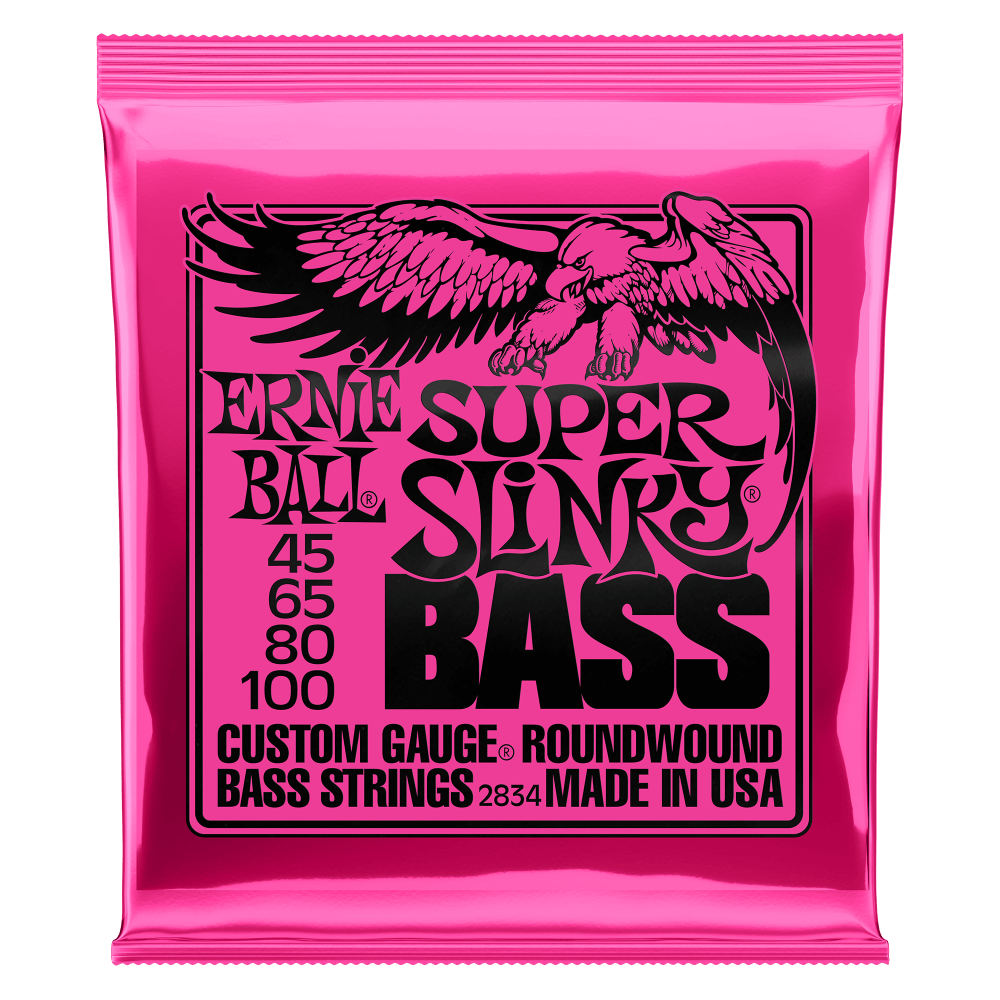 Ernie Ball Super Slinky Nickel Wound Electric Bass Strings 45-100 Gauge | P02834