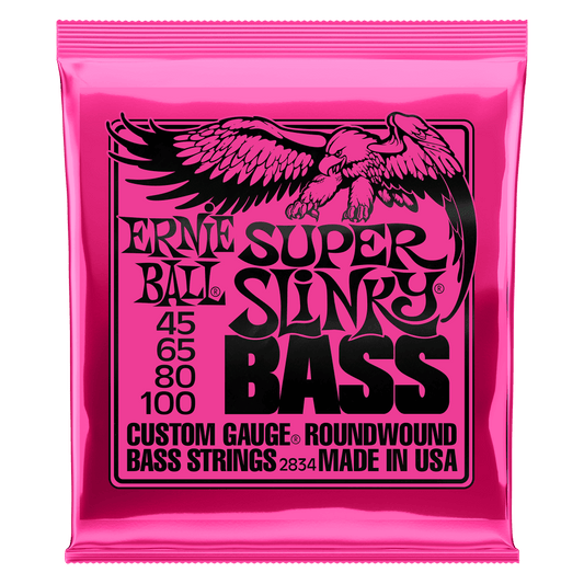 Ernie Ball Super Slinky Nickel Wound Electric Bass Strings 45-100 Gauge | P02834