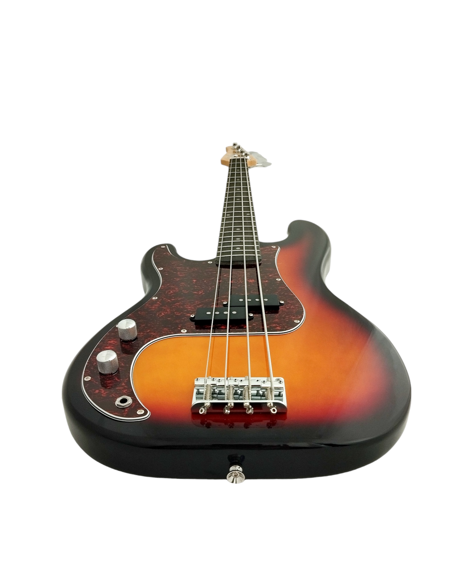 Haze Left Handed Basswood Sunburst Electric Bass Guitar - PB172BSLH  with Accessories and Haze CUBEBABY Portable Multifunctional Bass (Optional)