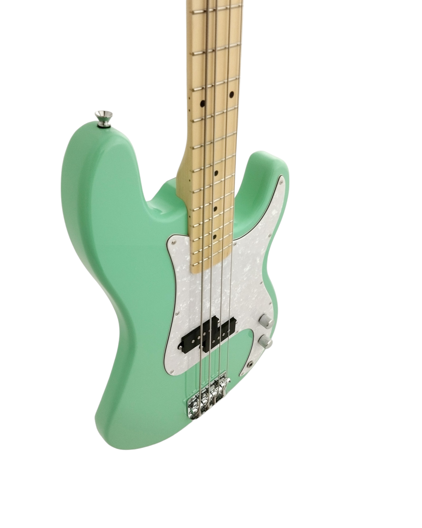 Haze Basswood Seafoam Green Electric Bass Guitar - Surf Green PB172GN  with Accessories and Haze CUBEBABY Portable Multifunctional Bass (Optional)