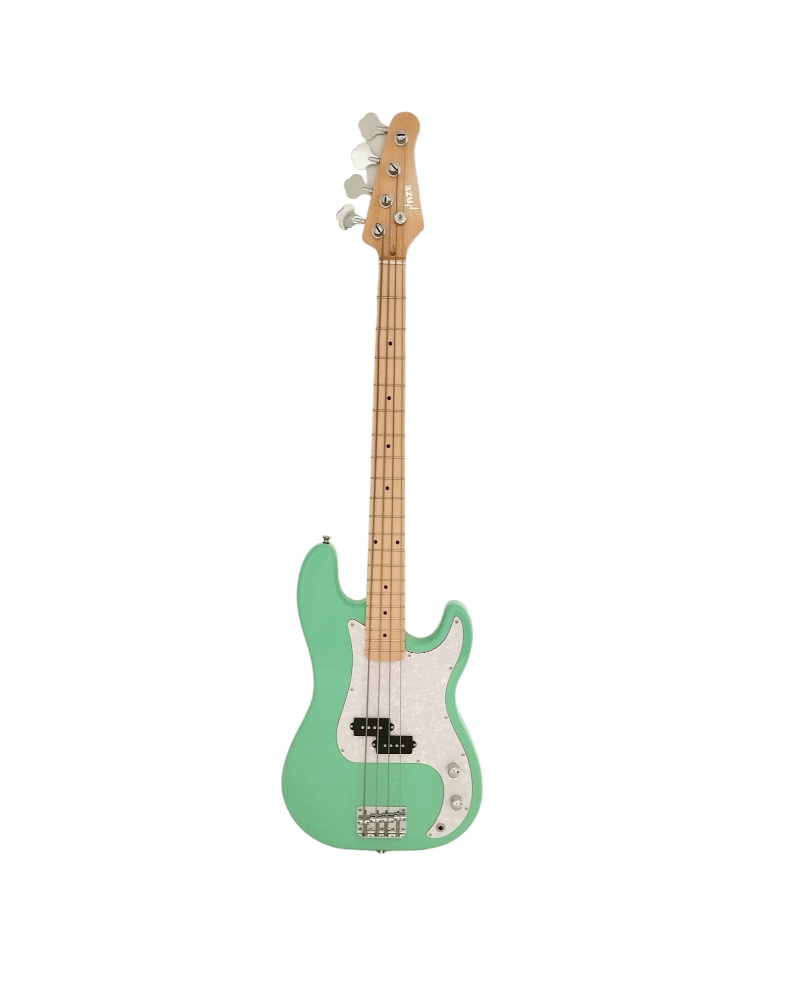 Haze Basswood Seafoam Green Electric Bass Guitar - Surf Green PB172GN  with Accessories and Haze CUBEBABY Portable Multifunctional Bass (Optional)