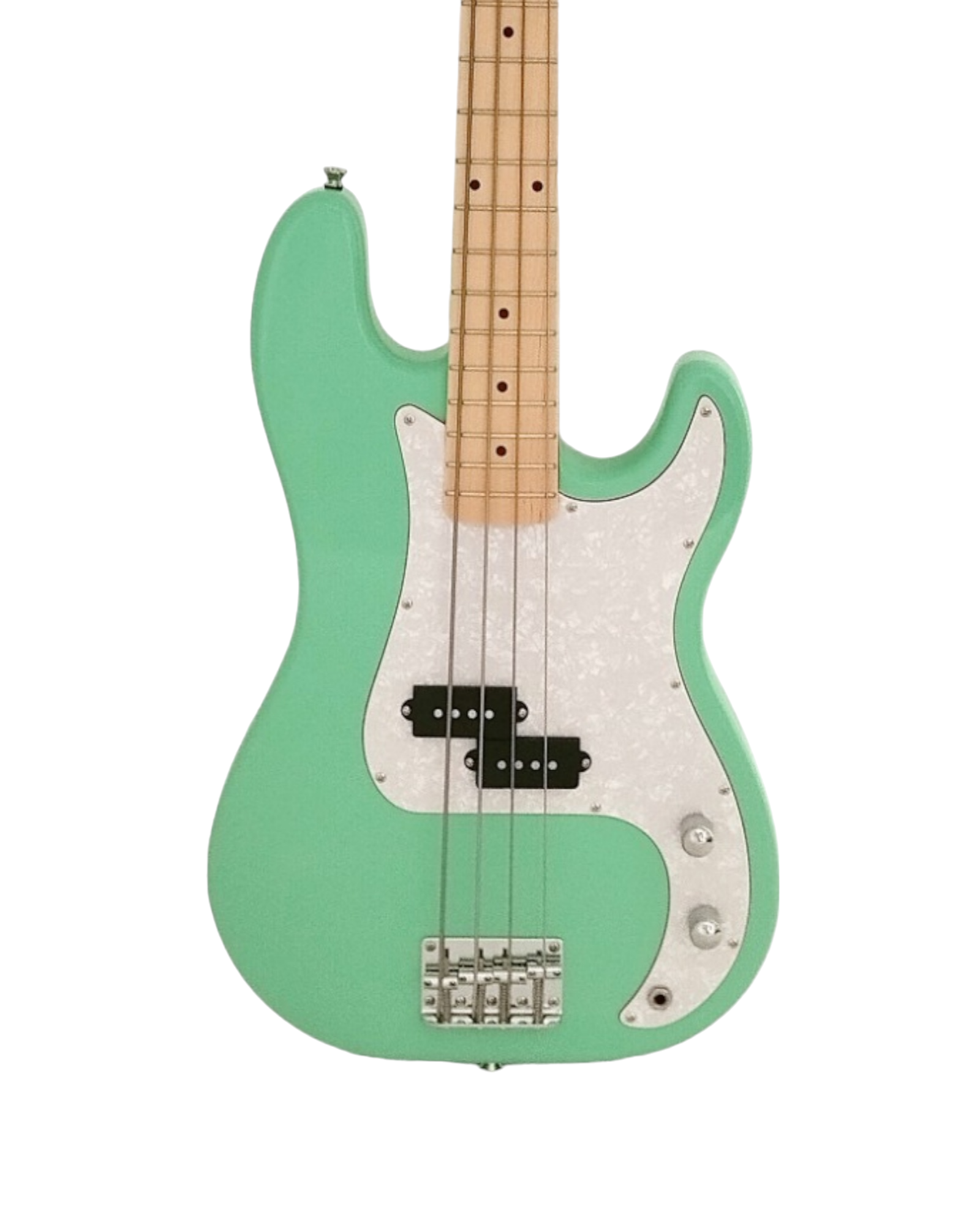 Haze Basswood Seafoam Green Electric Bass Guitar - Surf Green PB172GN  with Accessories and Haze CUBEBABY Portable Multifunctional Bass (Optional)