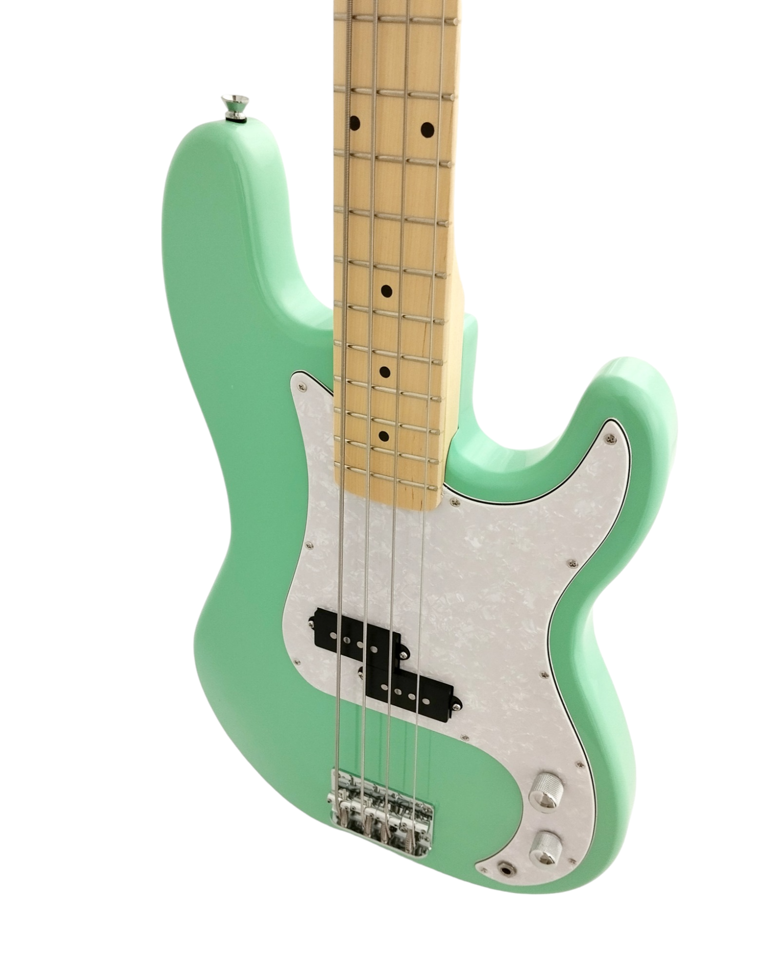 Haze Basswood Seafoam Green Electric Bass Guitar - Surf Green PB172GN  with Accessories and Haze CUBEBABY Portable Multifunctional Bass (Optional)