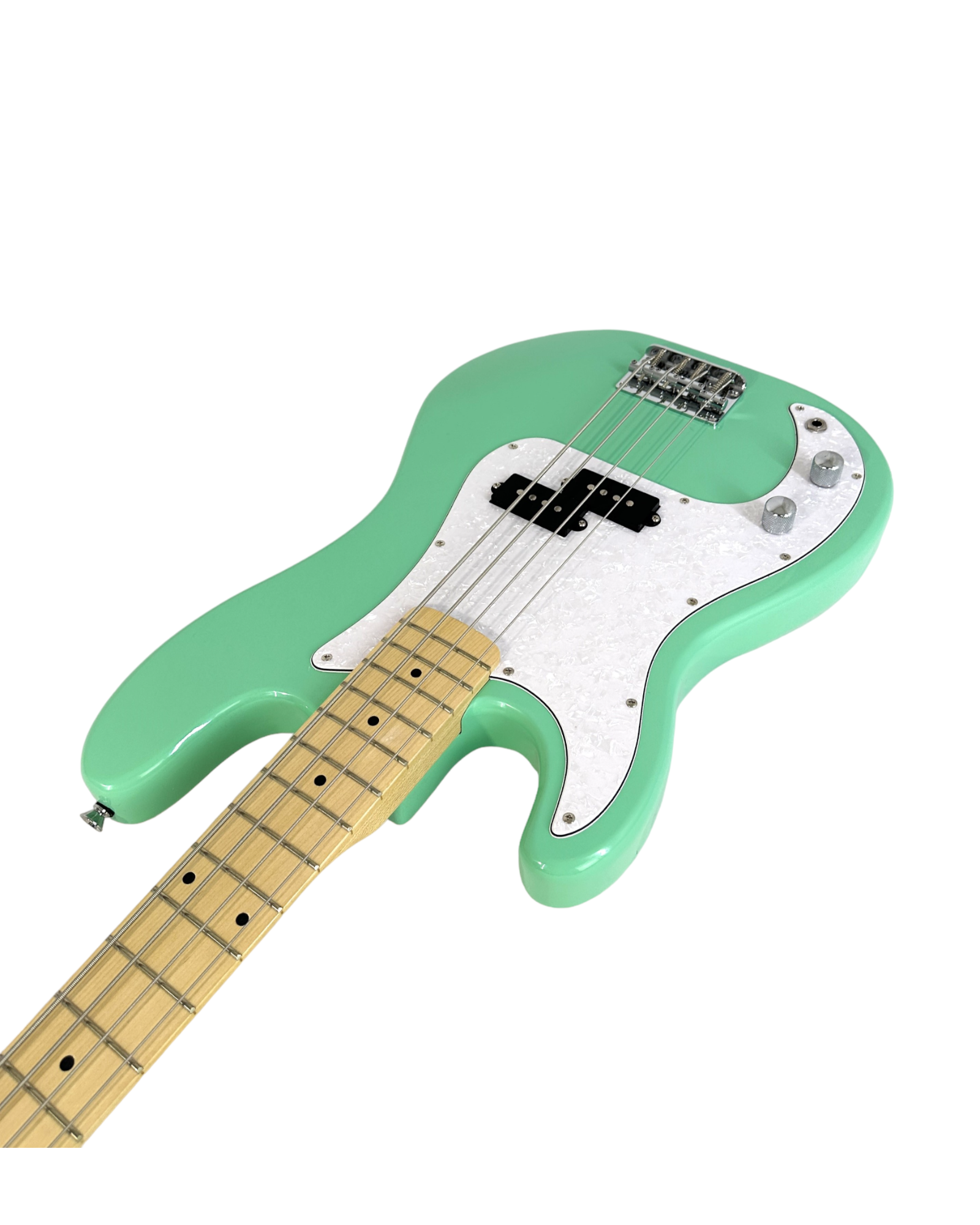 Haze Left Handed Basswood Seafoam Green Electric Bass Guitar - Surf Green PB172SGNLH with Accessories and Haze CUBEBABY Portable Multifunctional Bass (Optional)