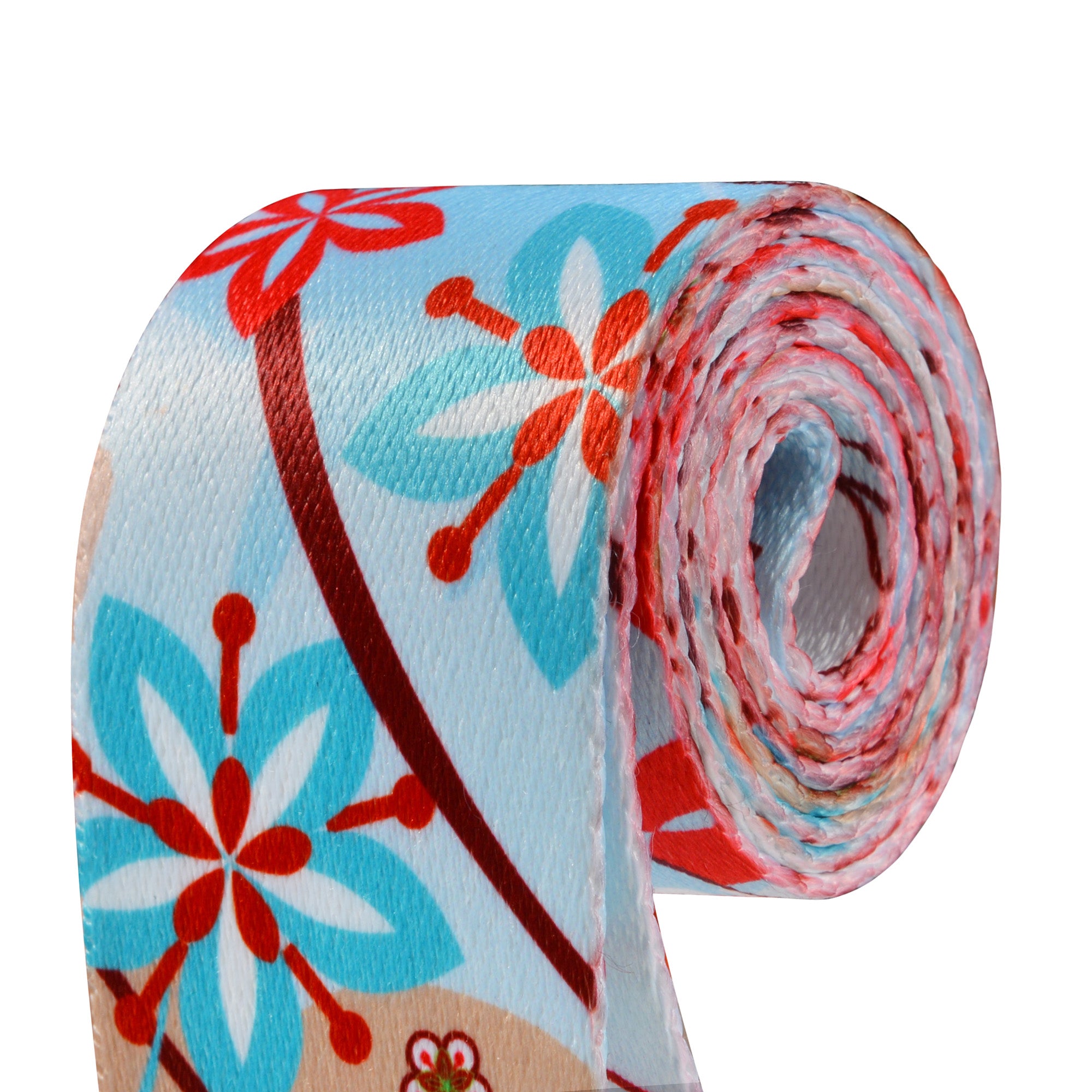 Amumu PC05P White Lily Flower Light Blue Polyester Cotton Guitar Strap