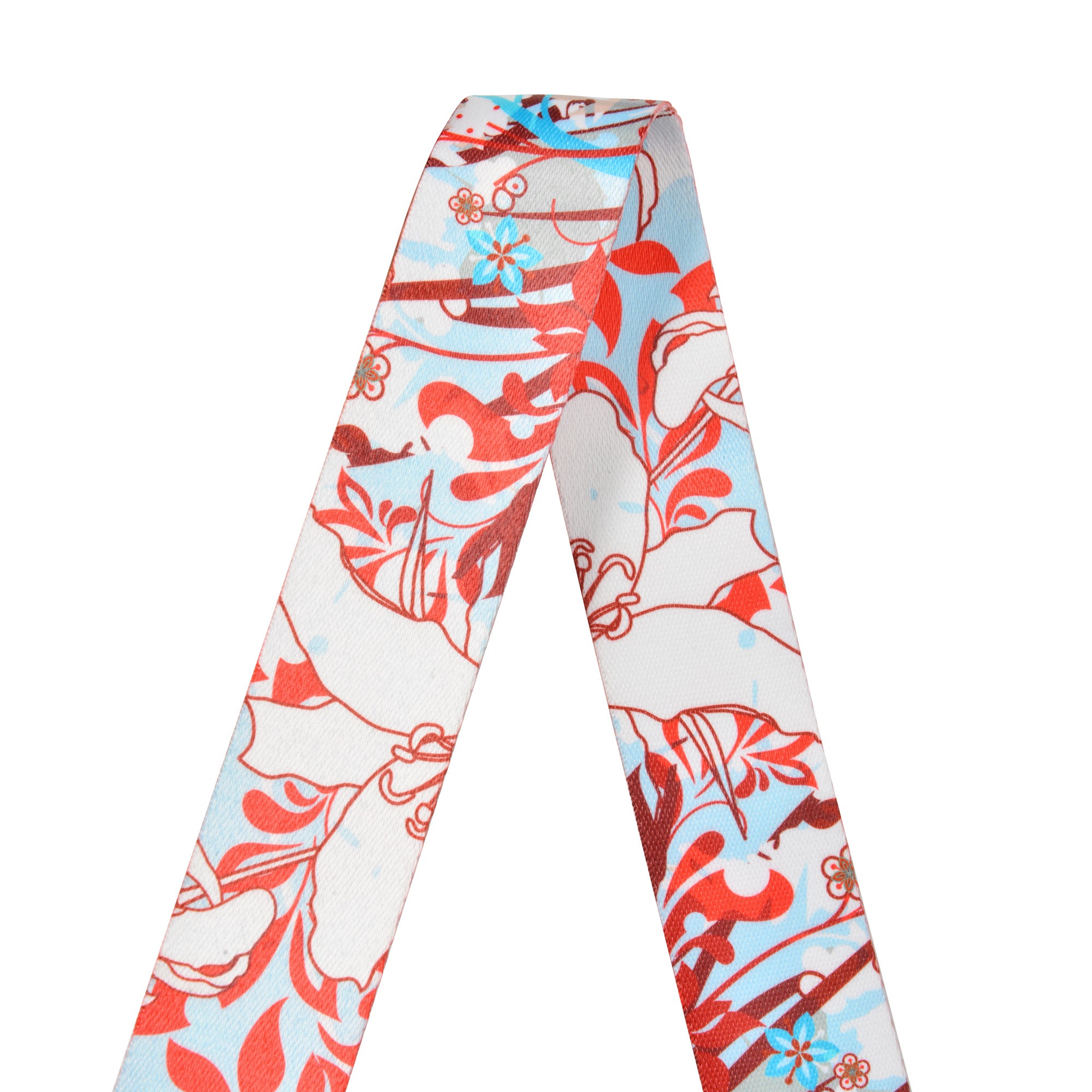 Amumu PC05P White Lily Flower Light Blue Polyester Cotton Guitar Strap