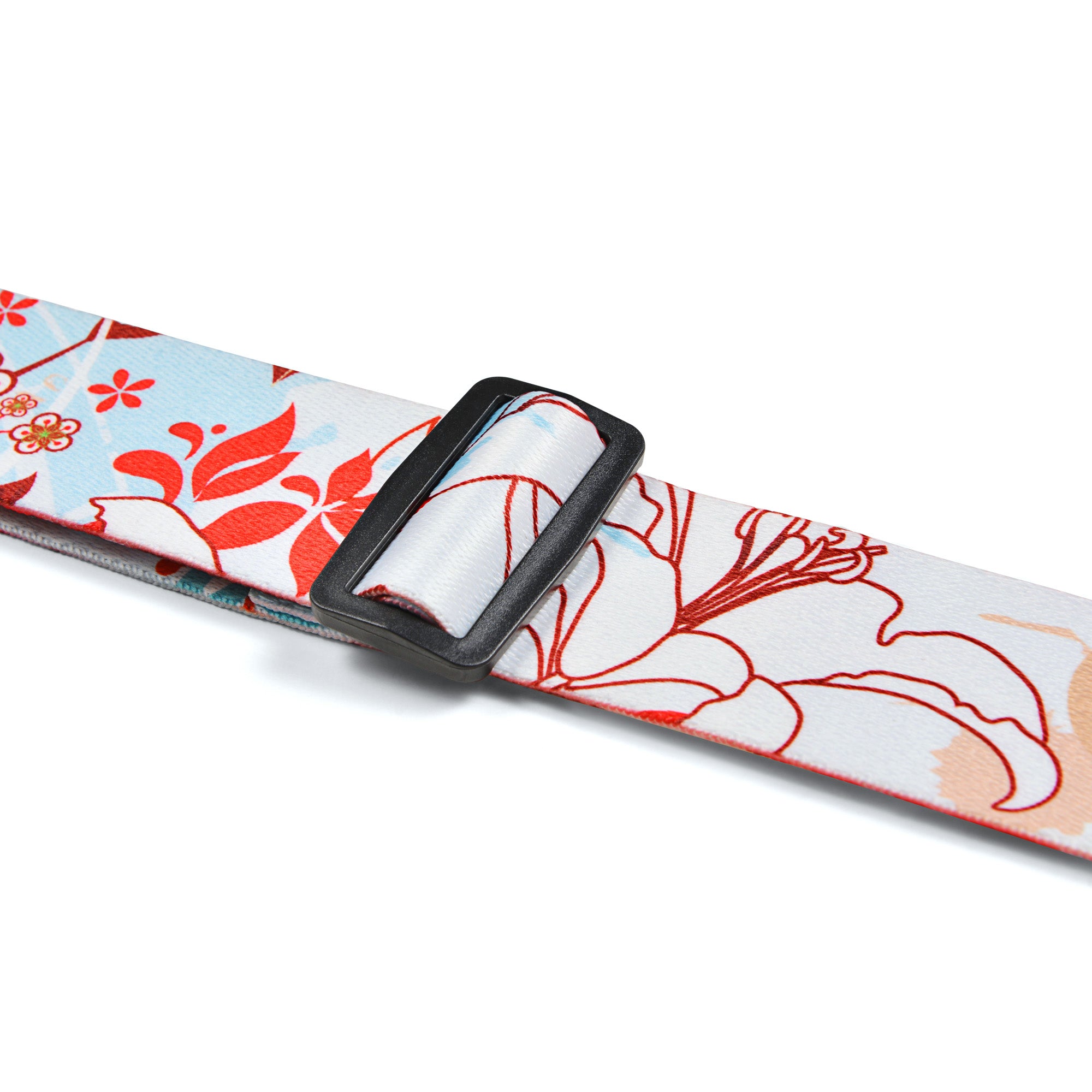 Amumu PC05P White Lily Flower Light Blue Polyester Cotton Guitar Strap
