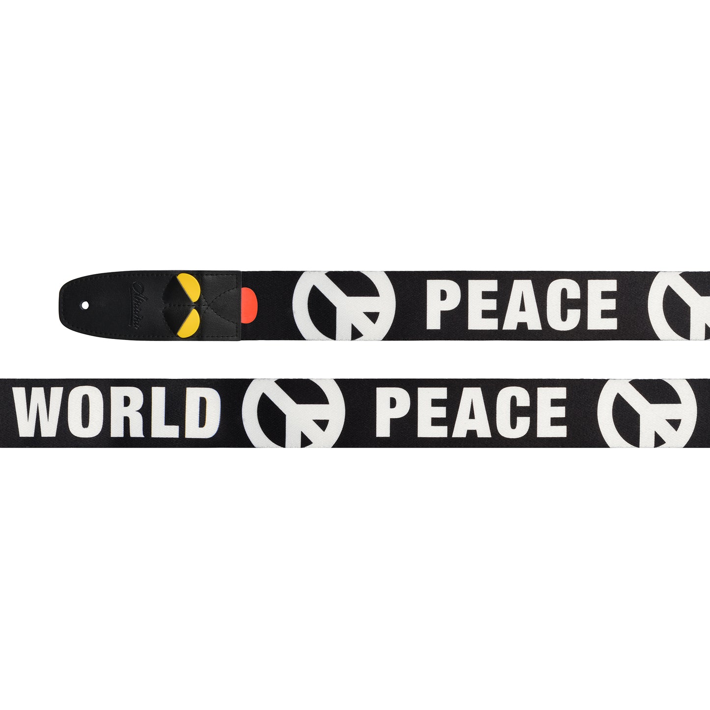 Amumu World Peace Guitar Strap White Polyester Cotton - PC09PWT