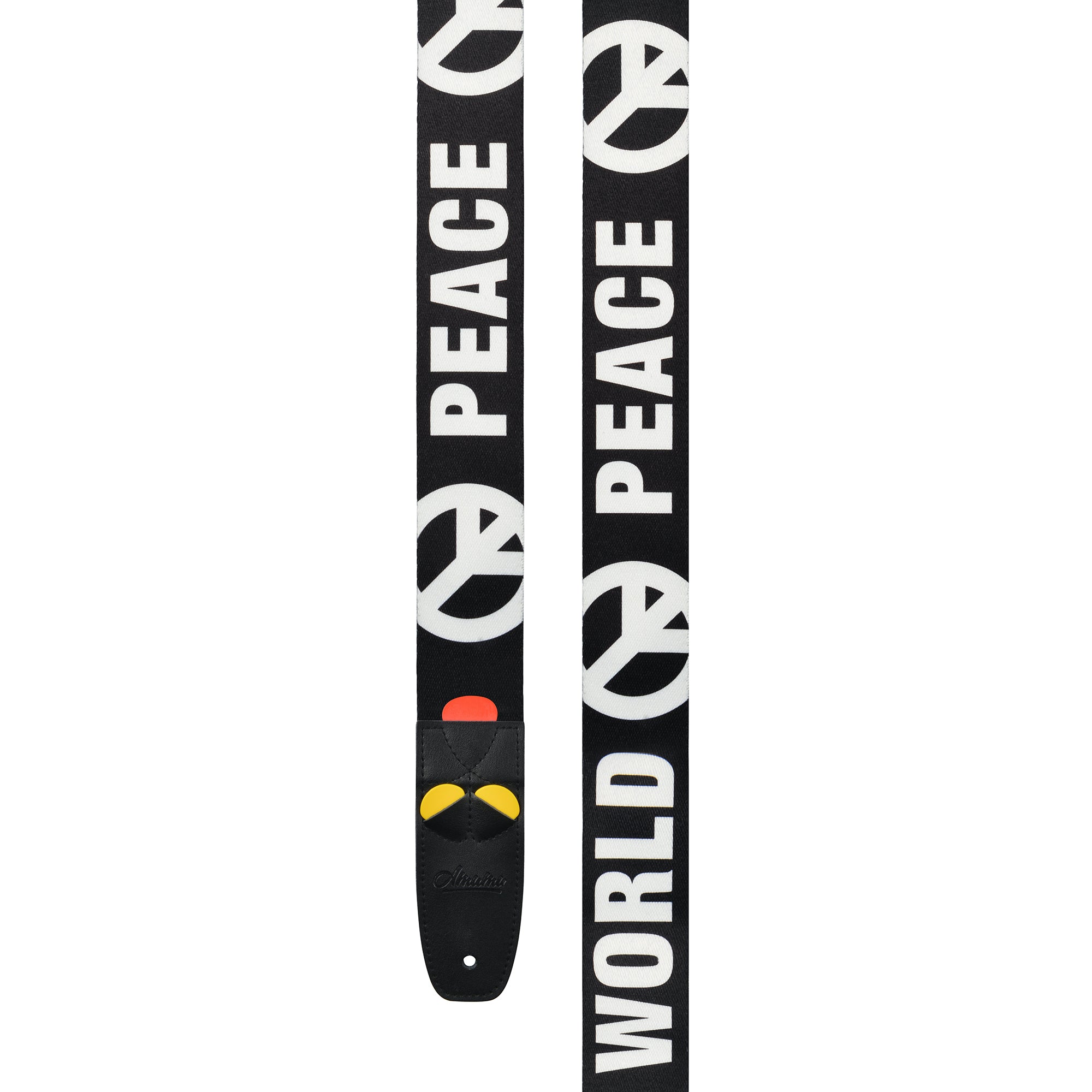 Amumu PC09PWT World Peace Guitar Strap White Polyester Cotton