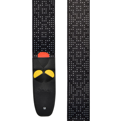 Amumu White Dots Guitar Strap Black Polyester Cotton - PC12PBK