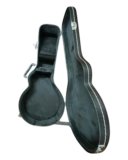 Caraya Black Leather Flat-Top Lockable Padded Hard Case for F-Style Mandolin w/ Extra Key - MFC001