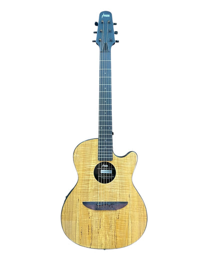 Haze 38" Roundback Traveller Acoustic Guitar w/ Built-In Belcat EQ & Tuner in Natural - HSDP836CEQGC