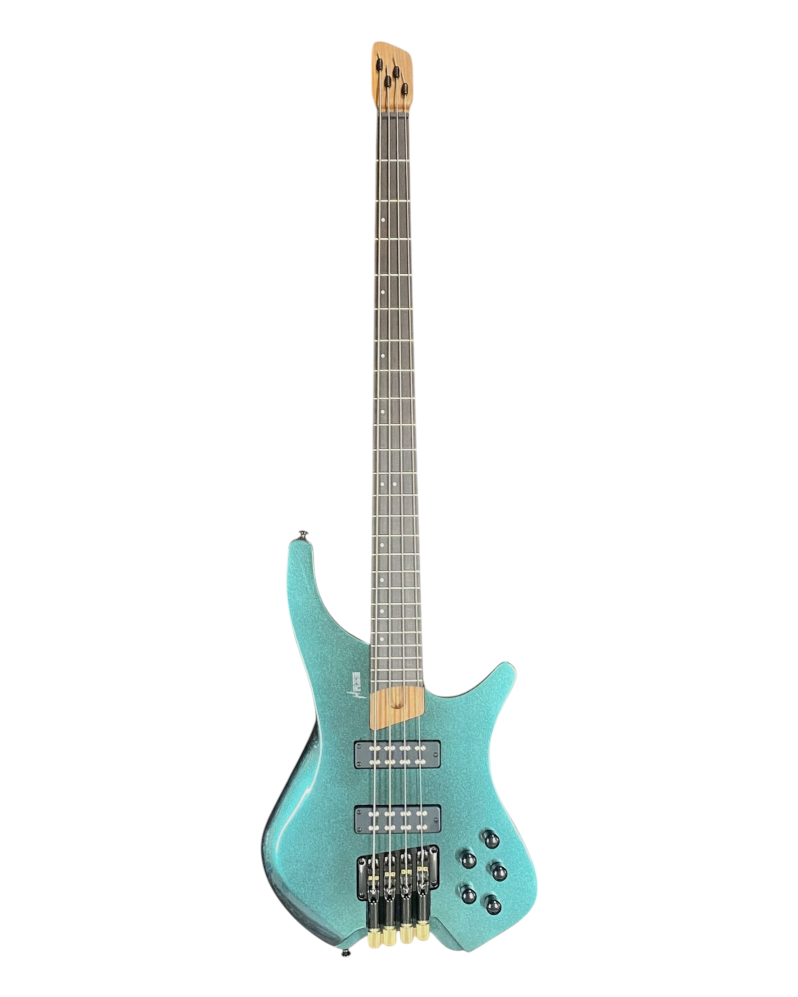 Haze HB4GNP Aurora Series Headless Electric Bass – 24-Fret Roasted Maple Neck, Green-Purple Chameleon Finish, & Active BJ-80 Pickups
