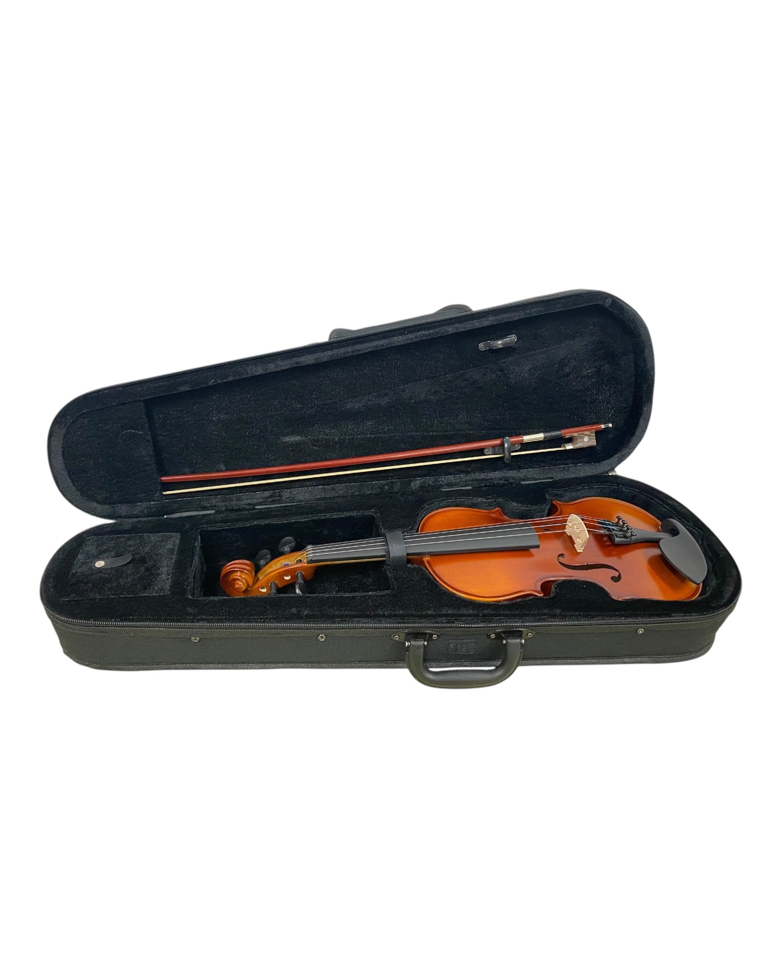 Caraya MV001VT Solid Spruce Top 4/4 3/4 1/2 Size Violin Outfit in Vintage Polish w/ Foam Case, Bow, and Rosin