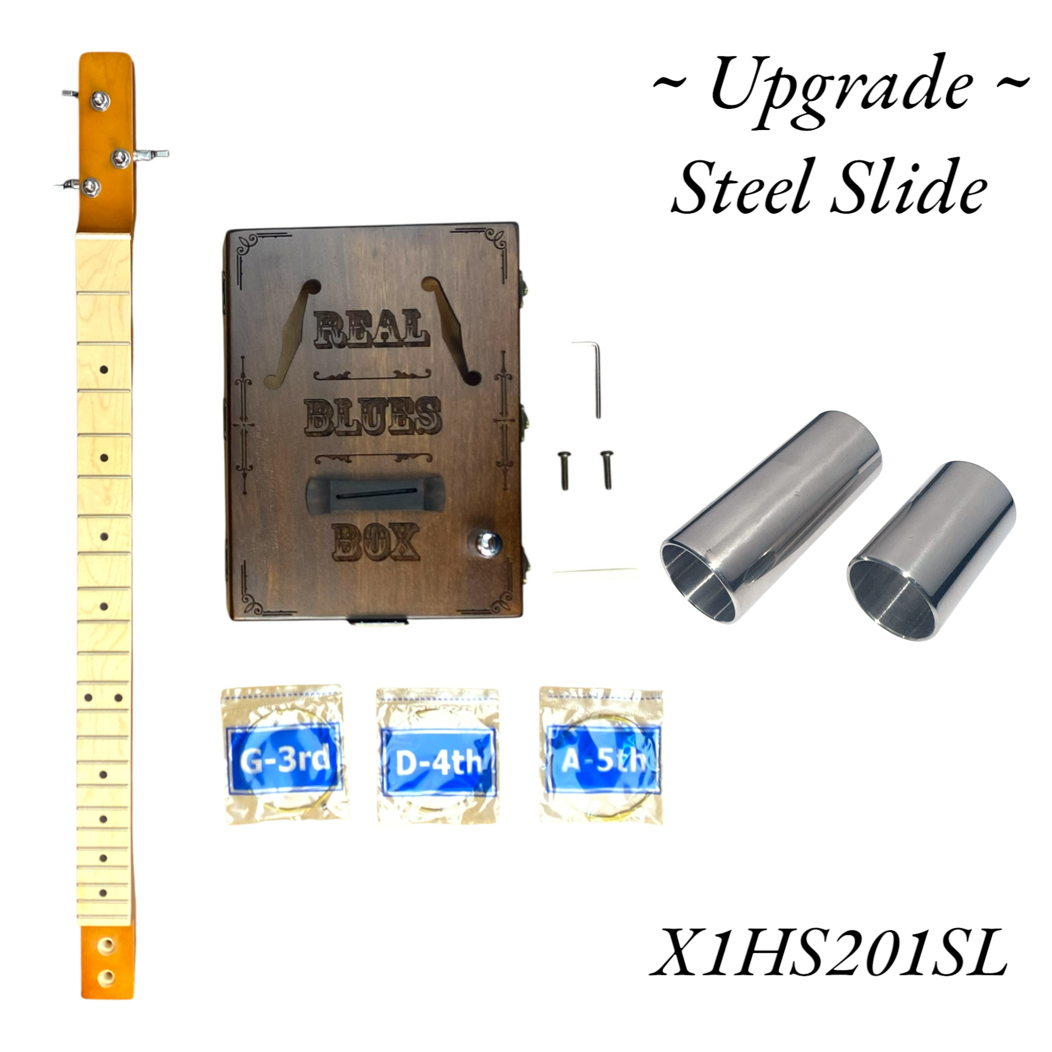 Haze Model X1 DIY Cigar Box Guitar Kit – Mahogany “Blues” Style with Upgradable Guitar Slide (optional)