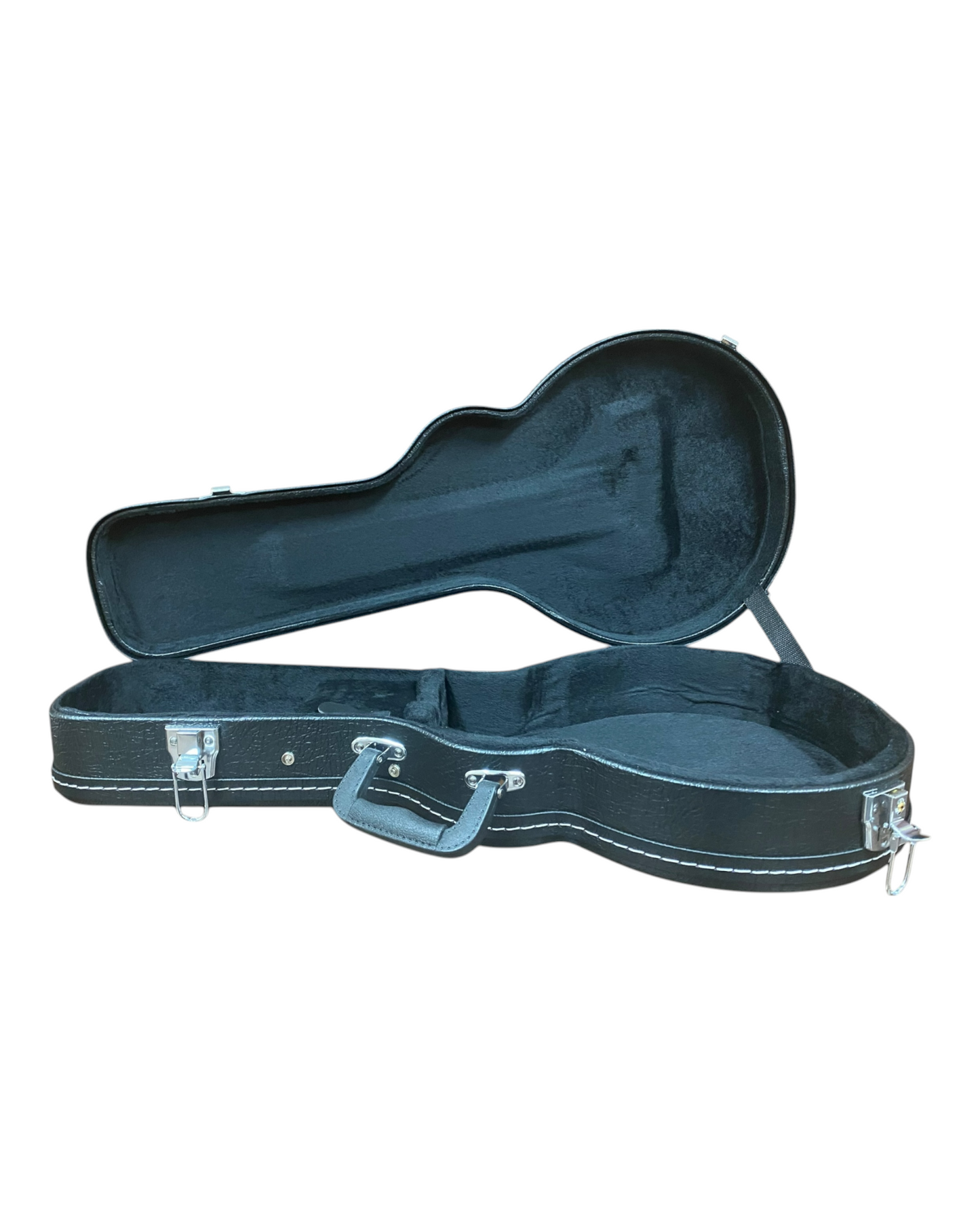 Caraya Black Leather Flat-Top Lockable Padded Hard Case for F-Style Mandolin w/ Extra Key - MFC001