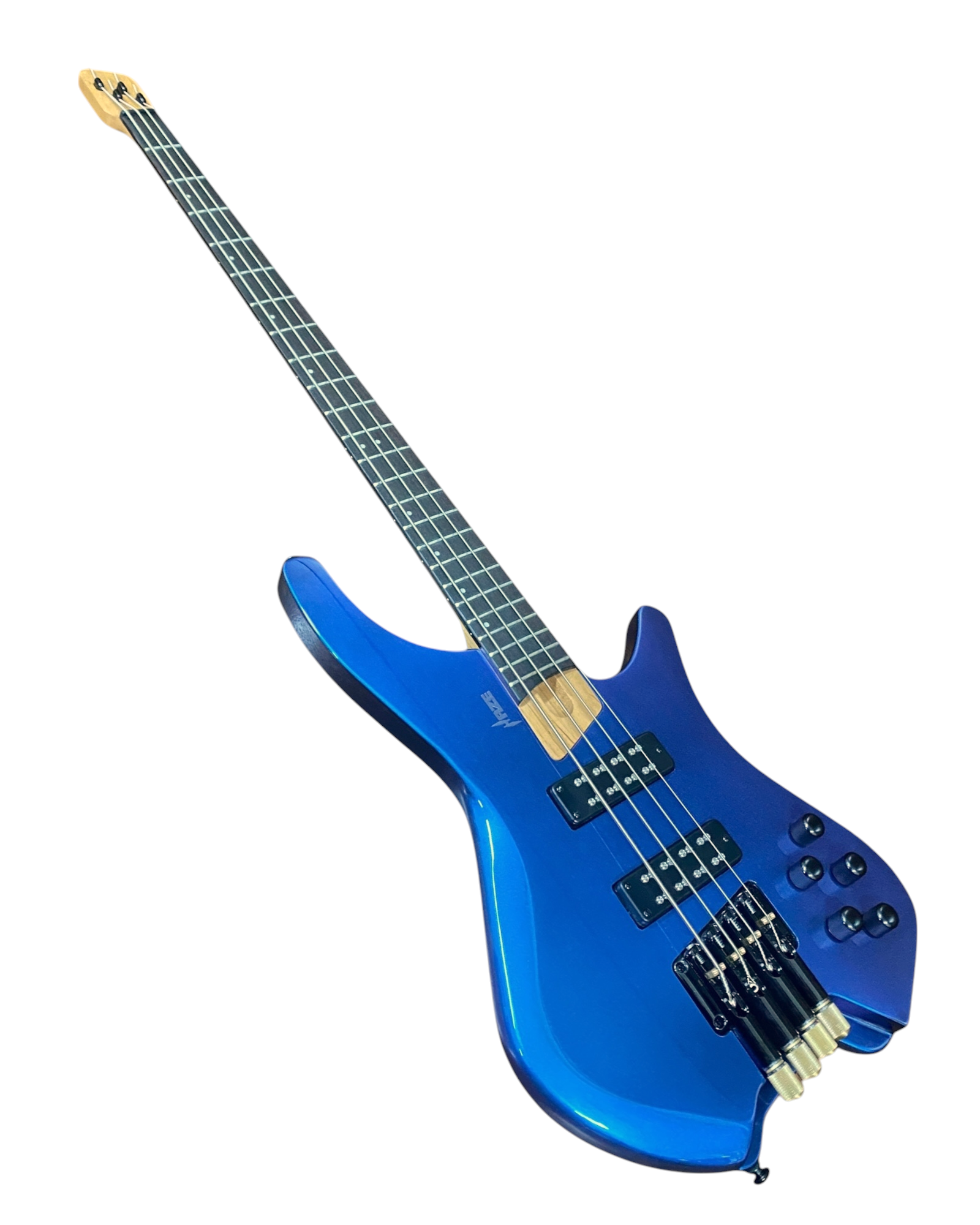 Haze HB4BLP Aurora Series Headless Electric Bass – 24-Fret Roasted Maple Neck, Blue-Purple Chameleon Finish, & Active BJ-80 Pickups