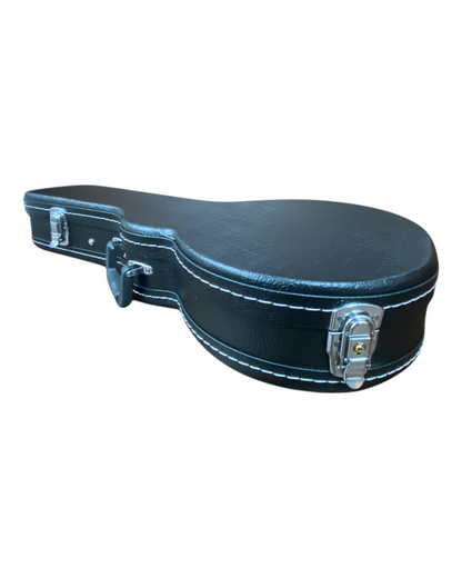 Caraya Black Leather Flat-Top Lockable Padded Hard Case for F-Style Mandolin w/ Extra Key - MFC001