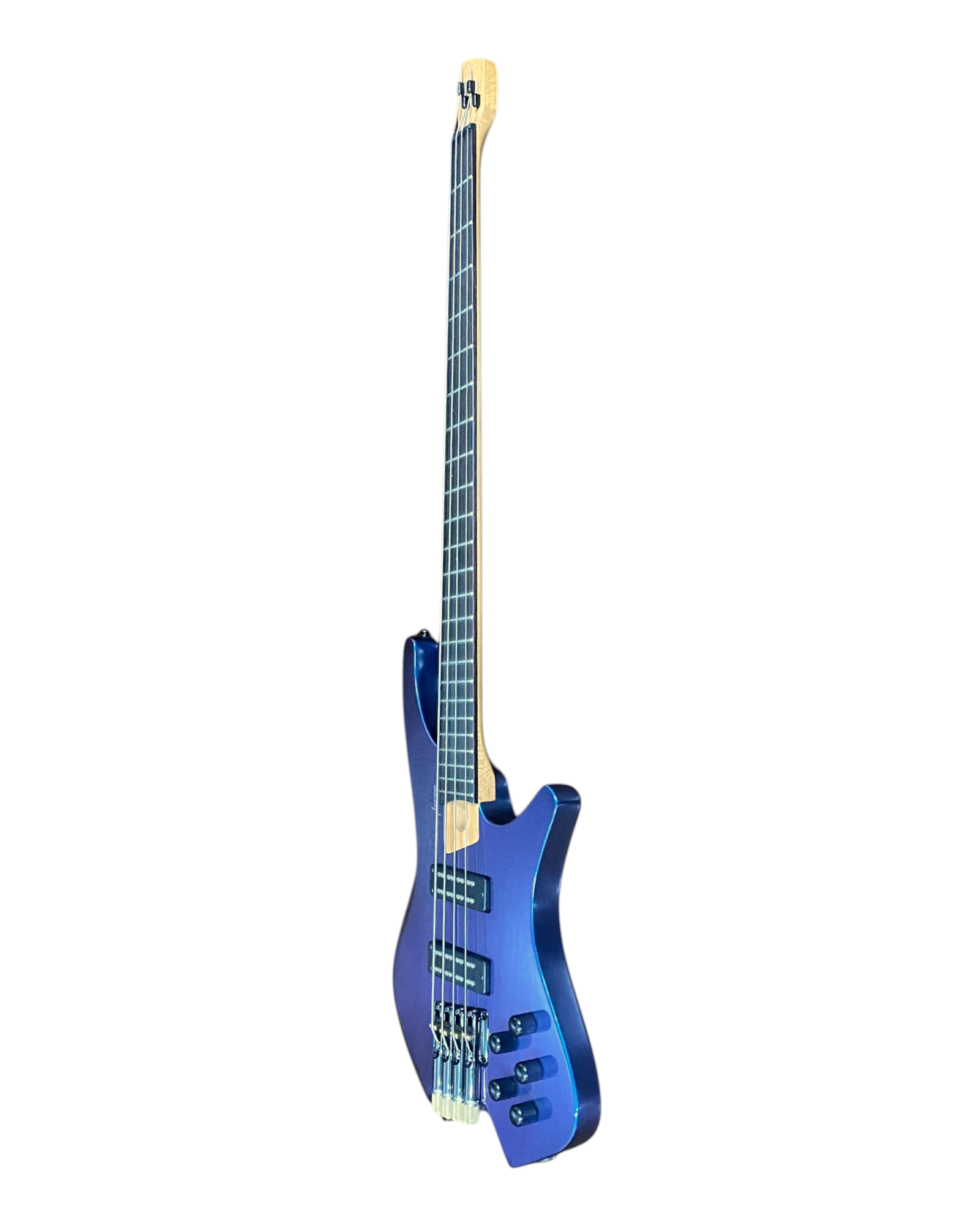 Haze HB4BLP Aurora Series Headless Electric Bass – 24-Fret Roasted Maple Neck, Blue-Purple Chameleon Finish, & Active BJ-80 Pickups