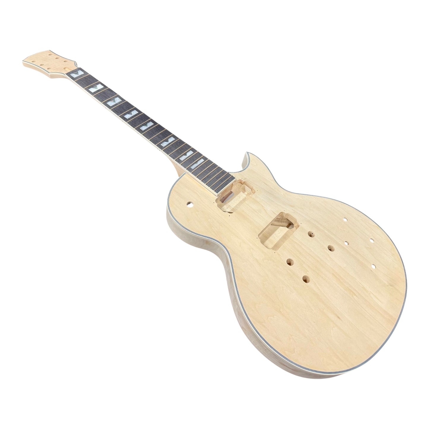 E238DIY Arched Top Solid Basswood Body Maple Set-Neck HLP H-H Electric Guitar DIY Kit - Complete No-Soldering w/ 3-Ply Ivory Trims & Chrome Hardware