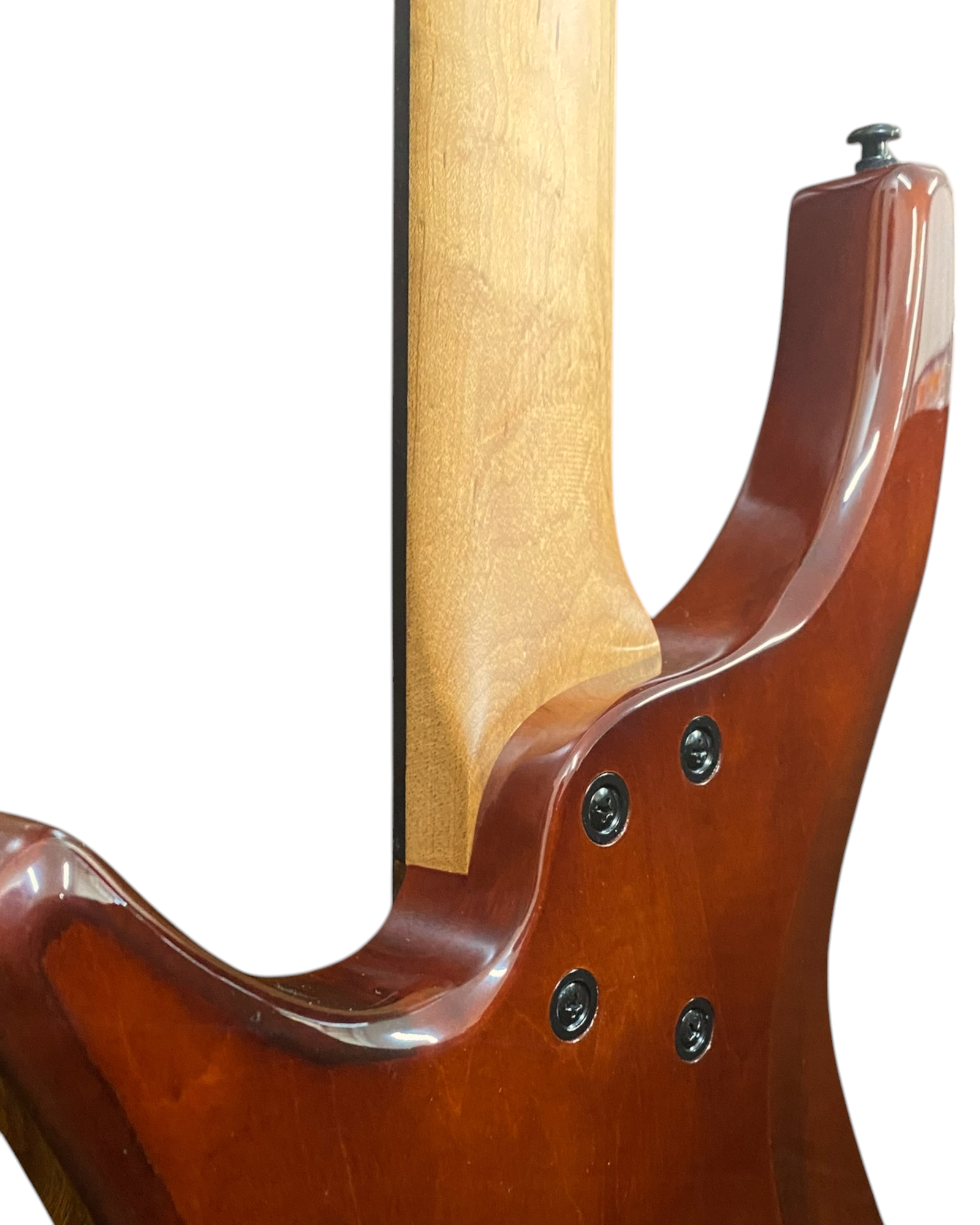 Haze HHLB4 Voyager Series Headless Fretless Electric Bass – Roasted Maple Neck, Brown Sunburst Finish, & Active BJ-80 Pickups