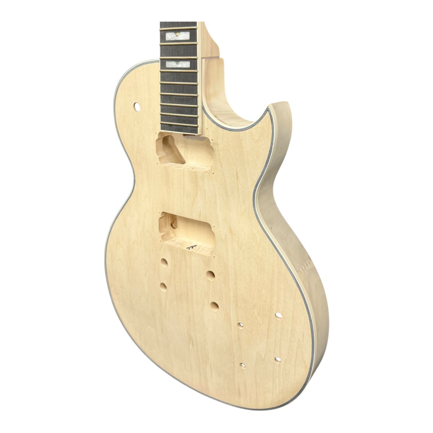 E238DIY Arched Top Solid Basswood Body Maple Set-Neck HLP H-H Electric Guitar DIY Kit - Complete No-Soldering w/ 3-Ply Ivory Trims & Chrome Hardware