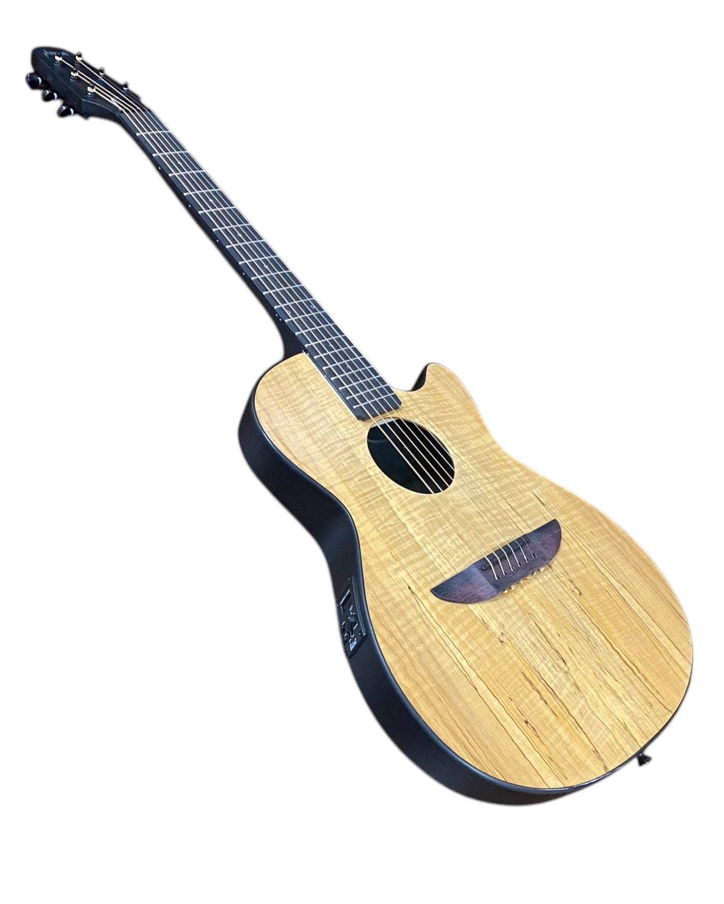 Haze 38" Roundback Traveller Acoustic Guitar w/ Built-In Belcat EQ & Tuner in Natural - HSDP836CEQGC