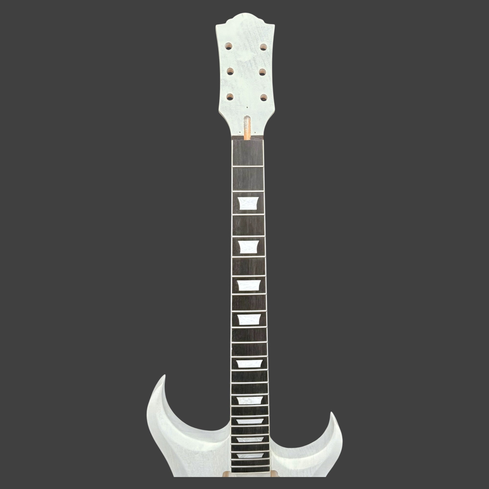 E575DIY White-Primed Poplar Body Set-Neck HGS H-H Electric Guitar DIY Kit - Complete No-Soldering w/ 3-Ply Ebony Trims & Chrome Hardware
