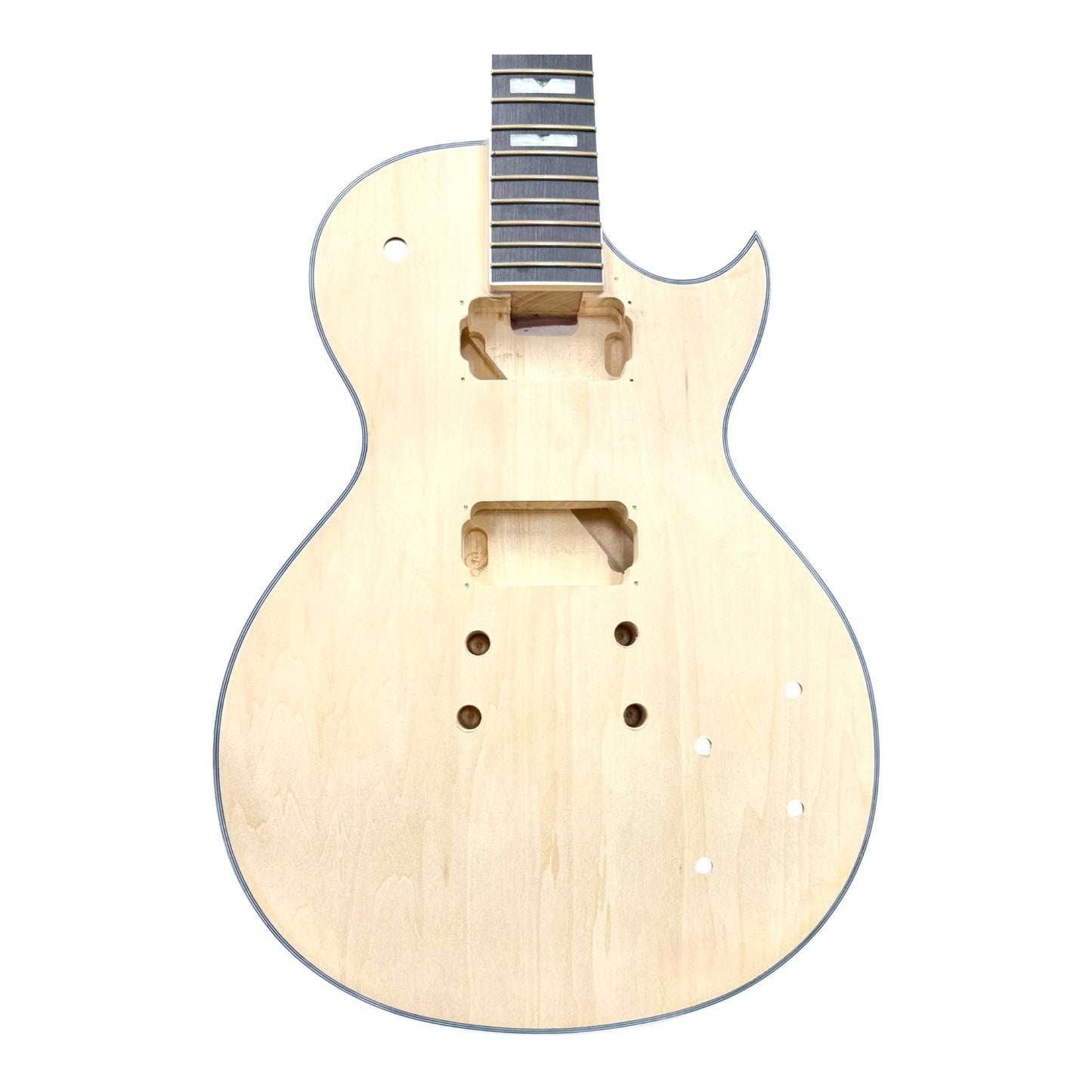 E238DIY Arched Top Solid Basswood Body Maple Set-Neck HLP H-H Electric Guitar DIY Kit - Complete No-Soldering w/ 3-Ply Ivory Trims & Chrome Hardware