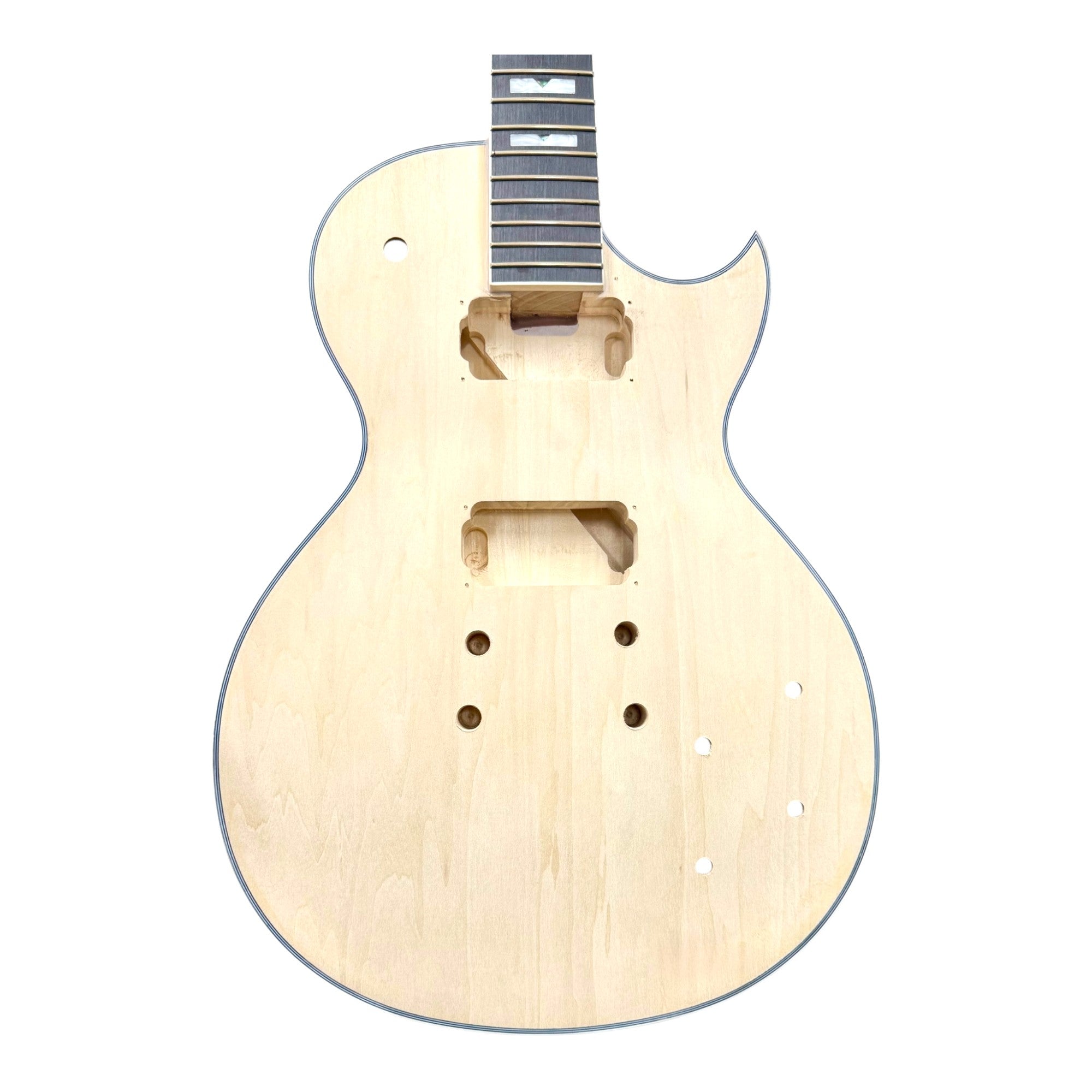 E238DIY Arched Top Solid Basswood Body Maple Set-Neck HLP H-H Electric Guitar DIY Kit - Complete No-Soldering w/ 3-Ply Ivory Trims & Chrome Hardware