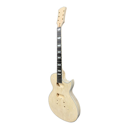E238DIY Arched Top Solid Basswood Body Maple Set-Neck HLP H-H Electric Guitar DIY Kit - Complete No-Soldering w/ 3-Ply Ivory Trims & Chrome Hardware