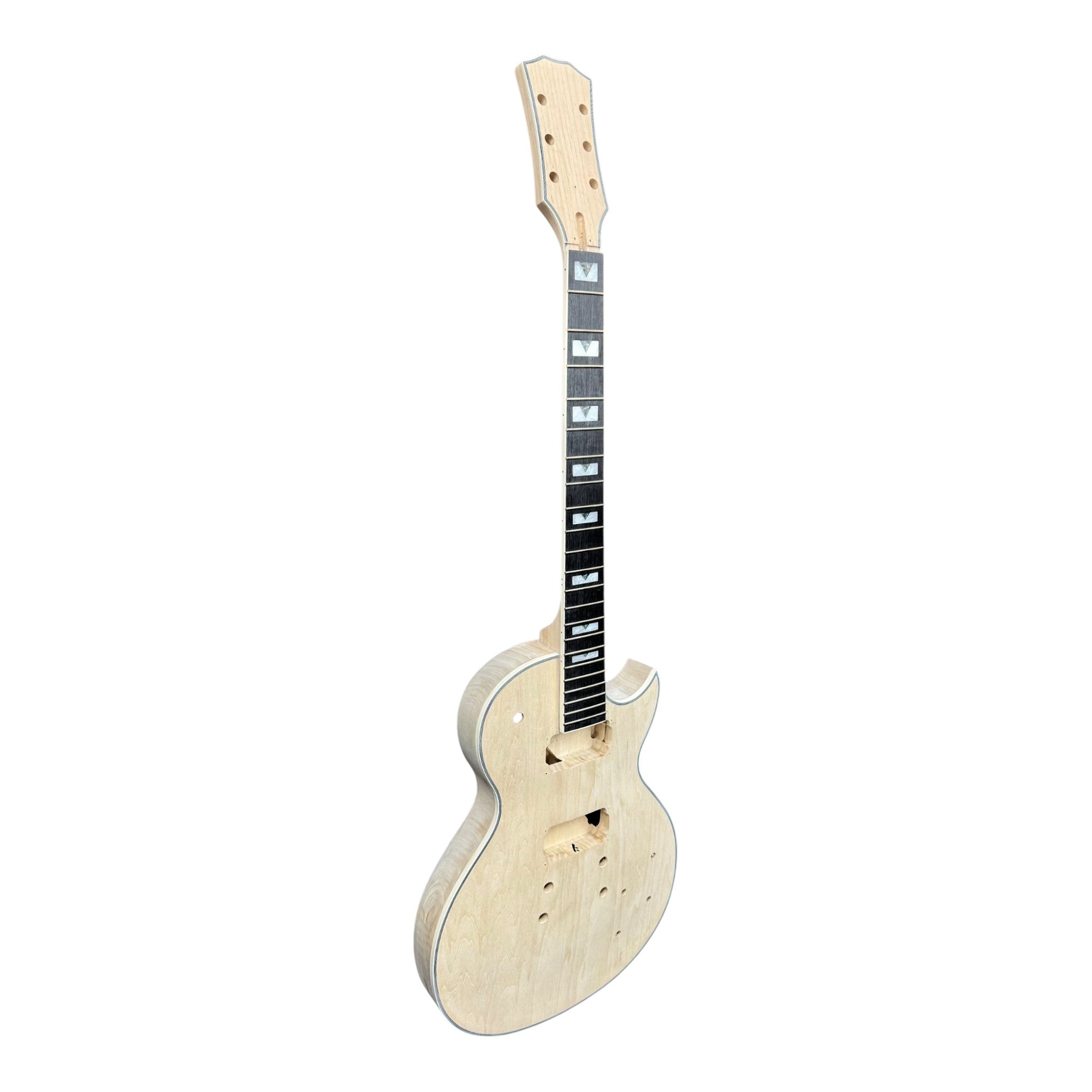E238DIY Arched Top Solid Basswood Body Maple Set-Neck HLP H-H Electric Guitar DIY Kit - Complete No-Soldering w/ 3-Ply Ivory Trims & Chrome Hardware