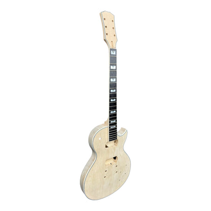 E238DIY Arched Top Solid Basswood Body Maple Set-Neck HLP H-H Electric Guitar DIY Kit - Complete No-Soldering w/ 3-Ply Ivory Trims & Chrome Hardware