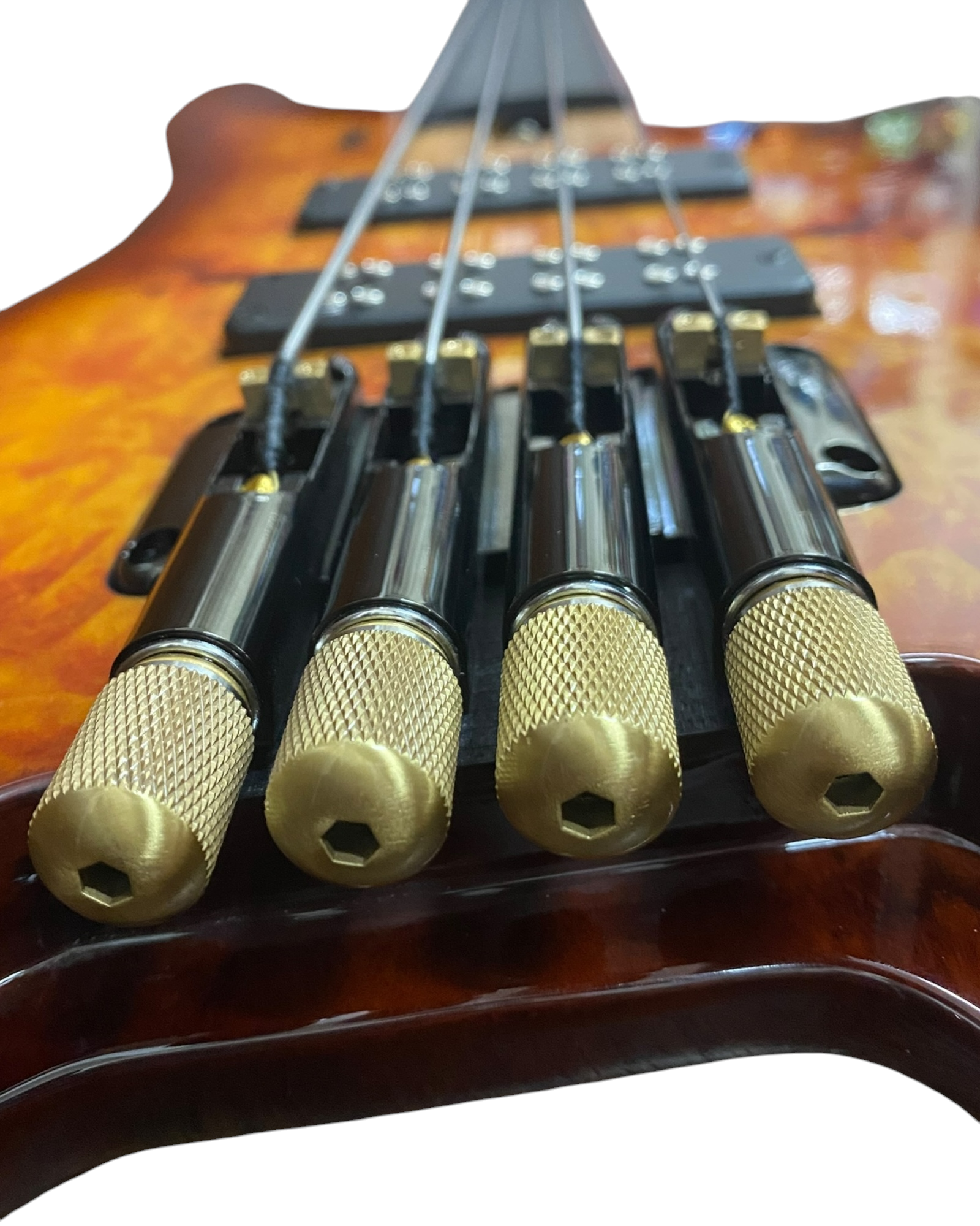 Haze HHLB4 Voyager Series Headless Fretless Electric Bass – Roasted Maple Neck, Brown Sunburst Finish, & Active BJ-80 Pickups