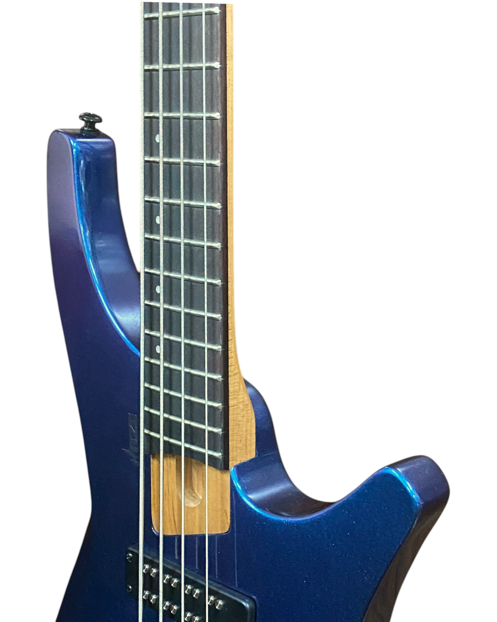 Haze HB4BLP Aurora Series Headless Electric Bass – 24-Fret Roasted Maple Neck, Blue-Purple Chameleon Finish, & Active BJ-80 Pickups