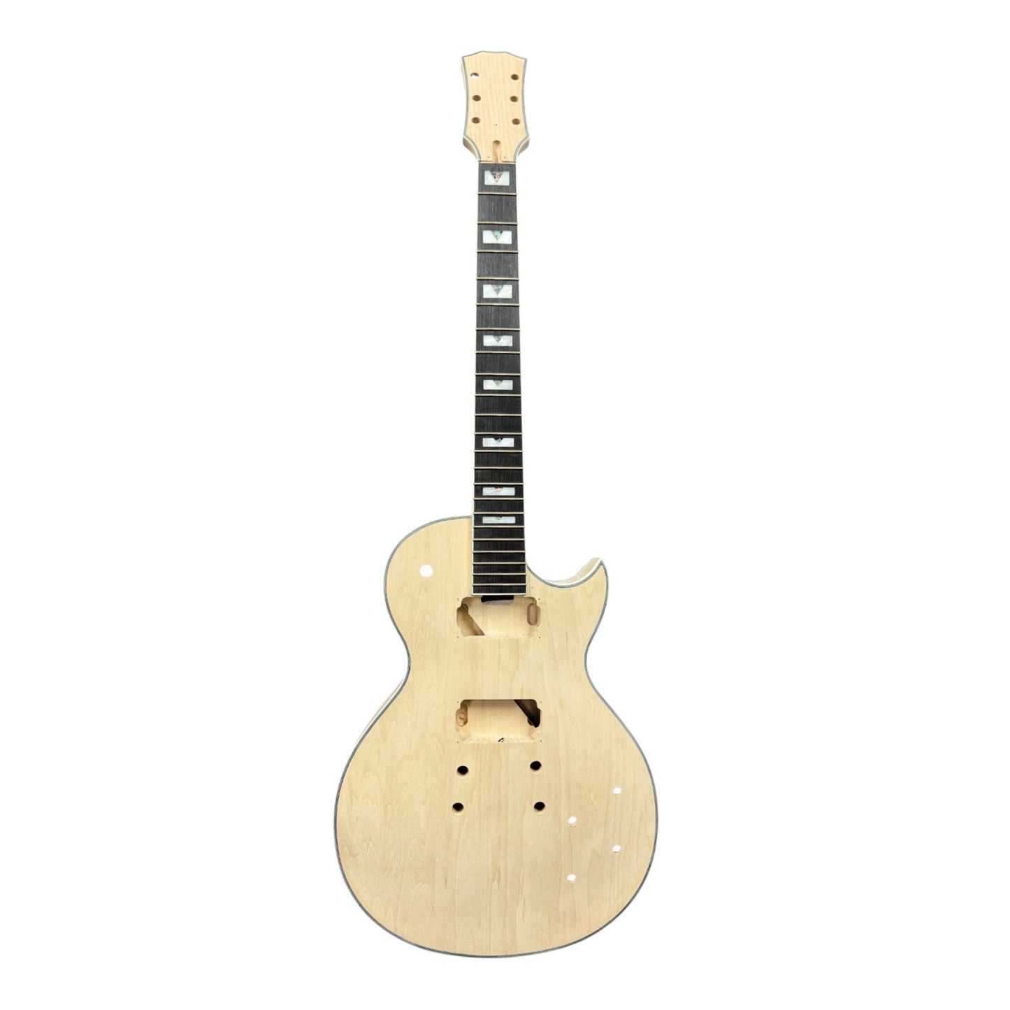 E238DIY Arched Top Solid Basswood Body Maple Set-Neck HLP H-H Electric Guitar DIY Kit - Complete No-Soldering w/ 3-Ply Ivory Trims & Chrome Hardware