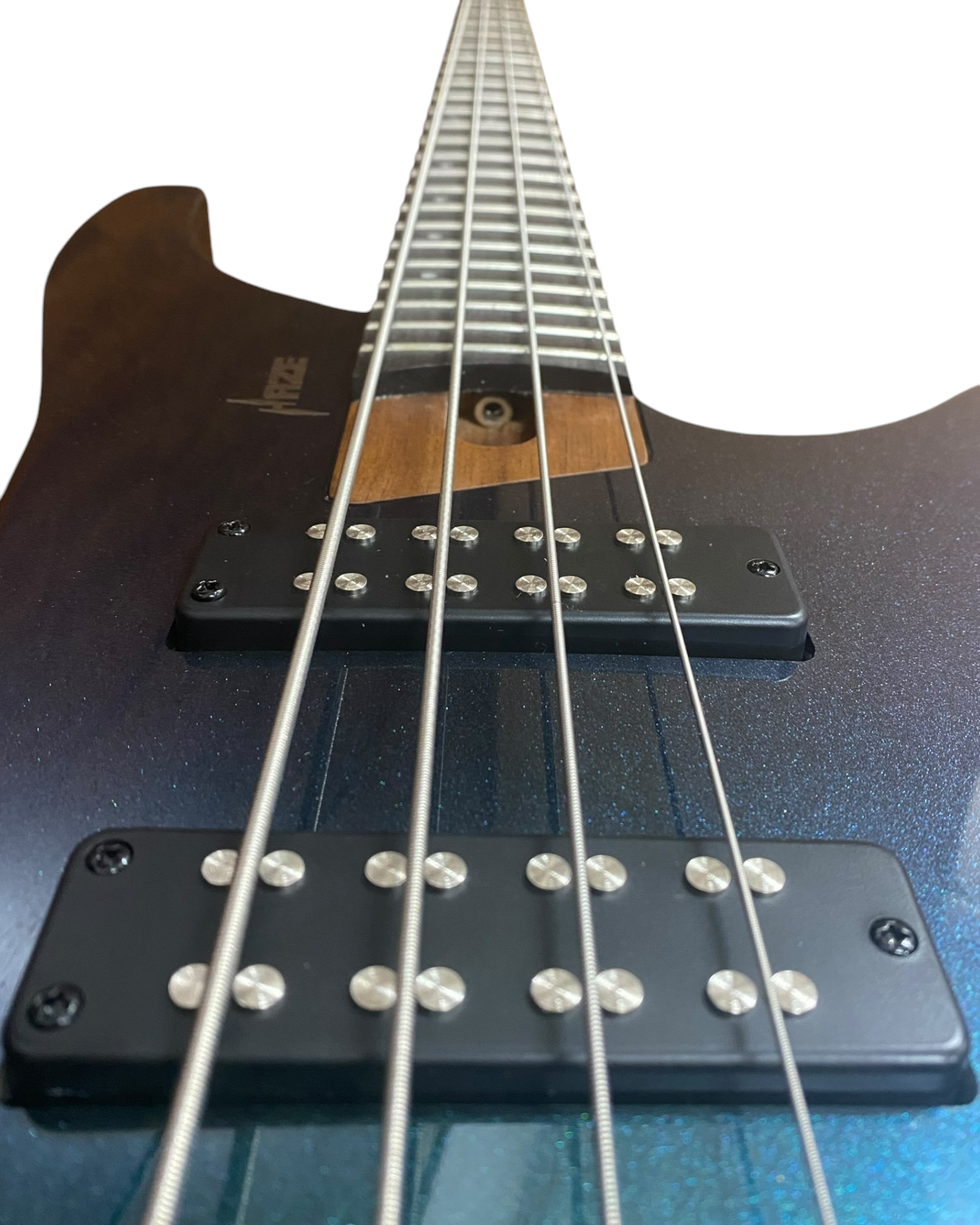 Haze HB4GNP Aurora Series Headless Electric Bass – 24-Fret Roasted Maple Neck, Green-Purple Chameleon Finish, & Active BJ-80 Pickups