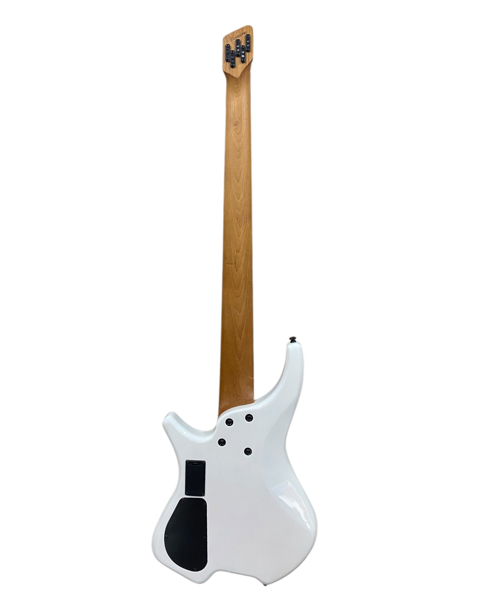 Haze HB5FFMS Voyager Series Headless Fanned Fret 5-String Electric Bass – Roasted Maple Neck, White Sunburst Finish, & Active BJ-80 Pickups