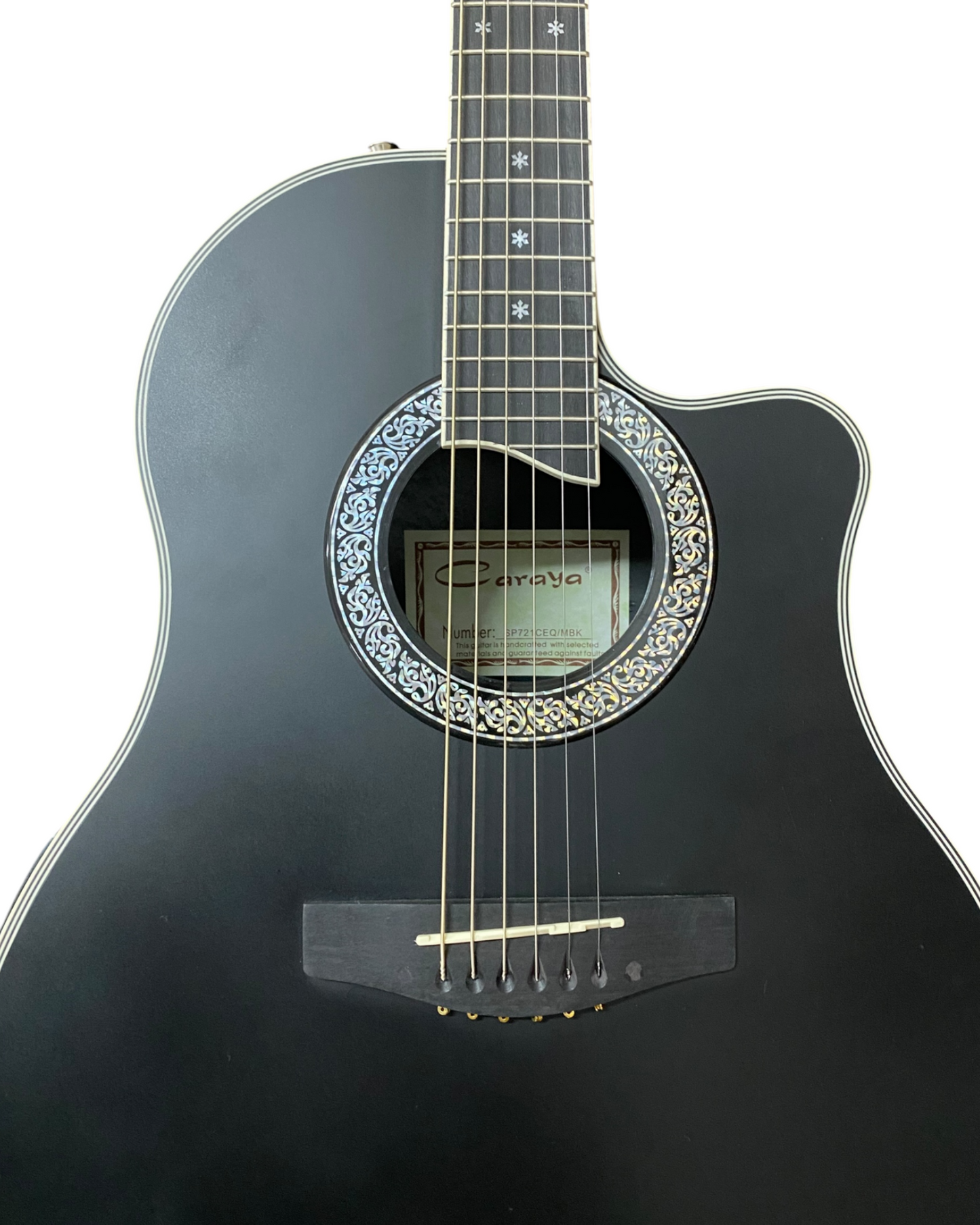 Haze SP721CEQMBK Roundback Built-In Pickups Fibre Glass Back Acoustic Guitar - Black