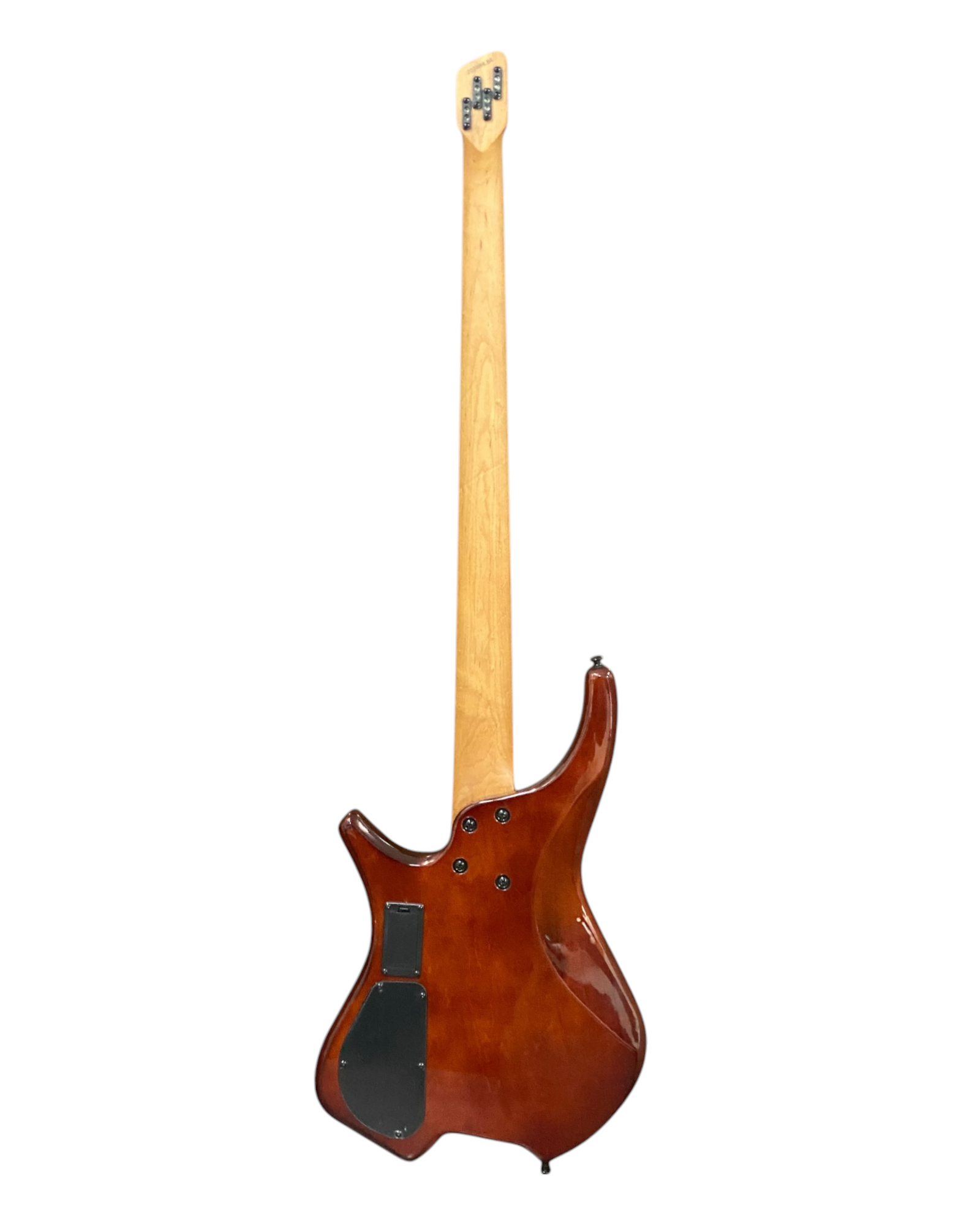 Haze HHLB4 Voyager Series Headless Fretless Electric Bass – Roasted Maple Neck, Brown Sunburst Finish, & Active BJ-80 Pickups