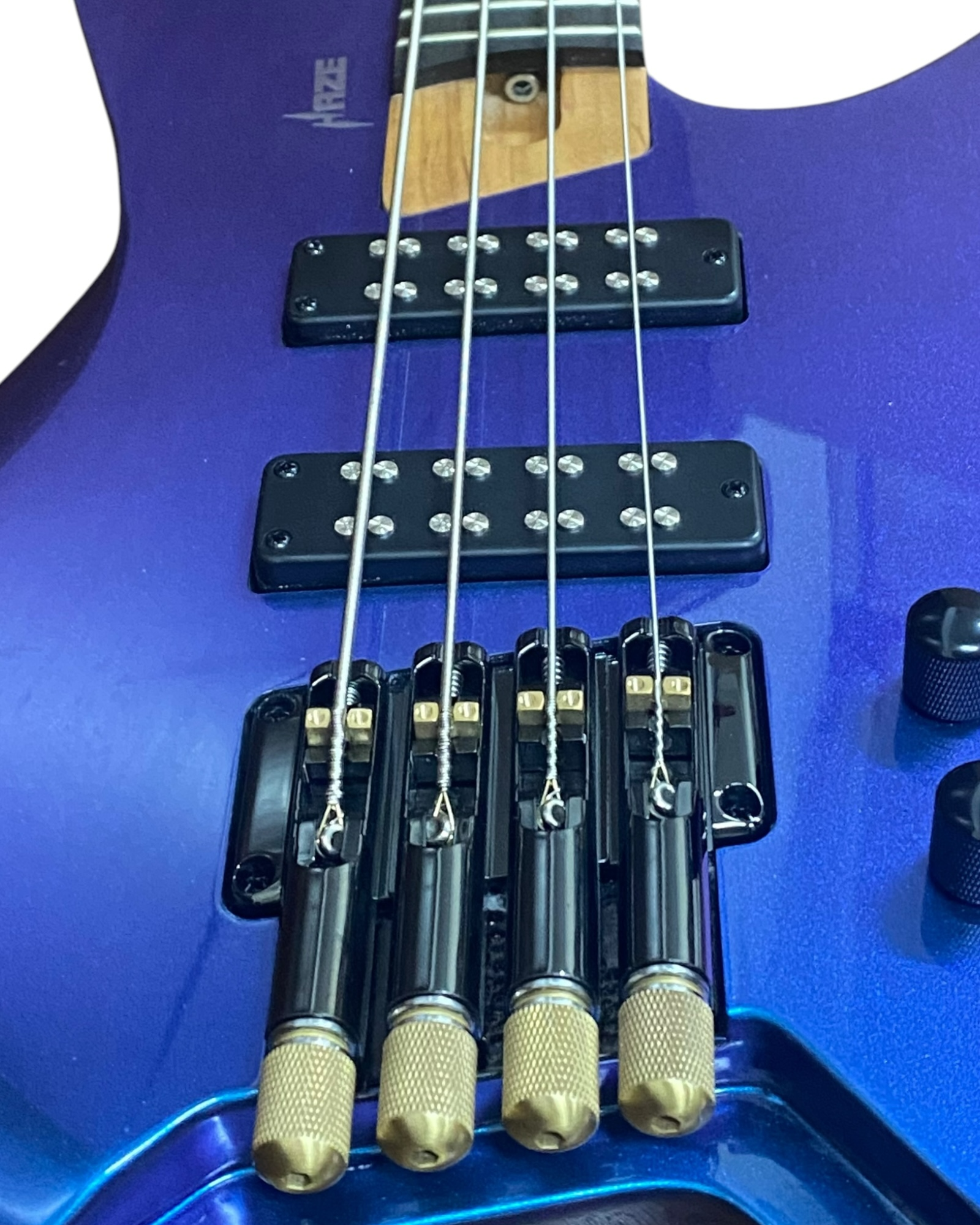 Haze HB4BLP Aurora Series Headless Electric Bass – 24-Fret Roasted Maple Neck, Blue-Purple Chameleon Finish, & Active BJ-80 Pickups