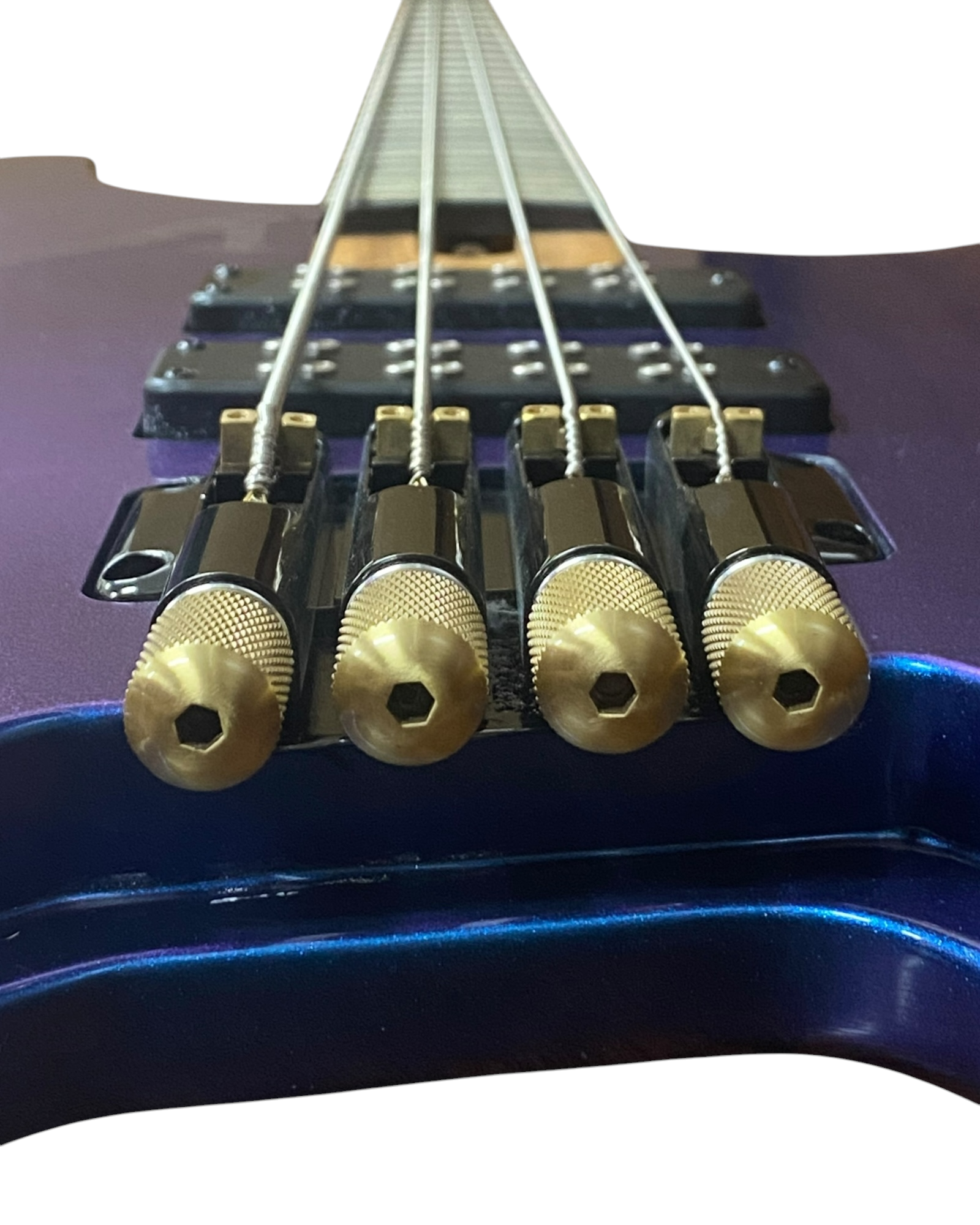 Haze HB4BLP Aurora Series Headless Electric Bass – 24-Fret Roasted Maple Neck, Blue-Purple Chameleon Finish, & Active BJ-80 Pickups