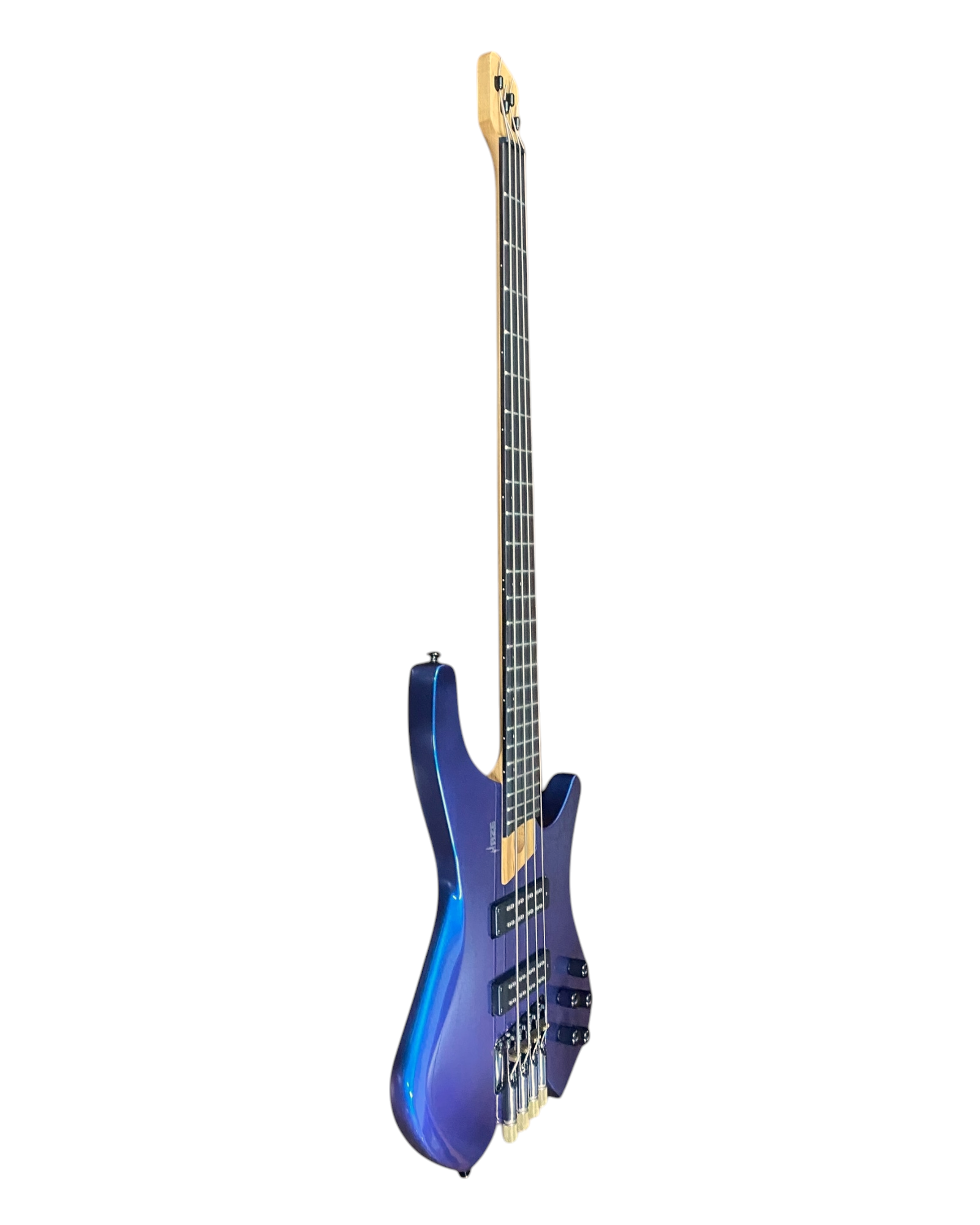 Haze HB4BLP Aurora Series Headless Electric Bass – 24-Fret Roasted Maple Neck, Blue-Purple Chameleon Finish, & Active BJ-80 Pickups