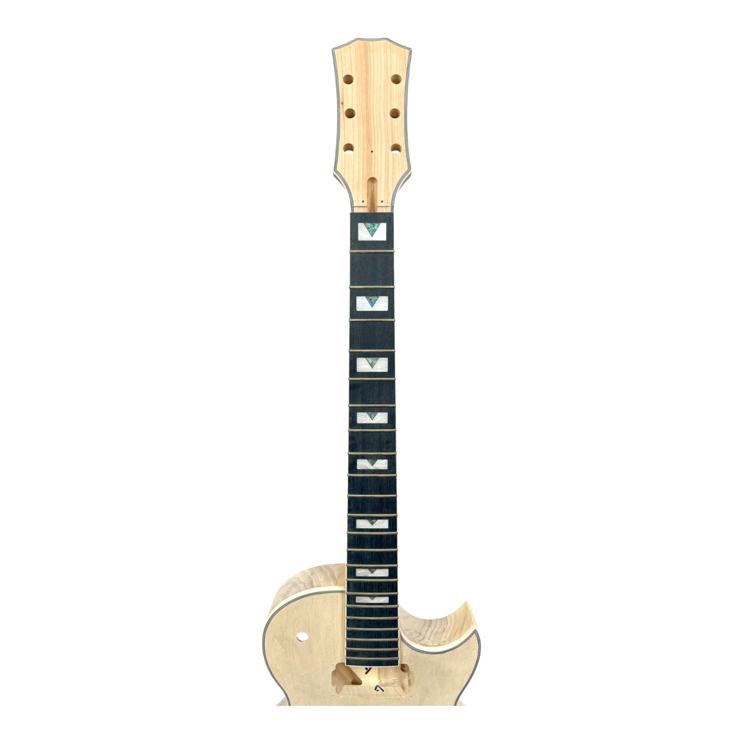 E238DIY Arched Top Solid Basswood Body Maple Set-Neck HLP H-H Electric Guitar DIY Kit - Complete No-Soldering w/ 3-Ply Ivory Trims & Chrome Hardware