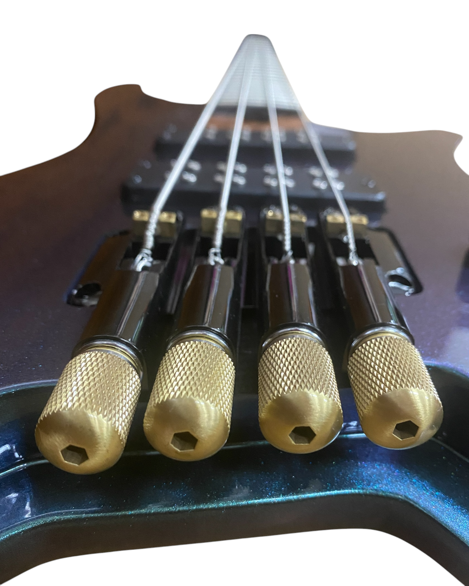 Haze HB4GNP Aurora Series Headless Electric Bass – 24-Fret Roasted Maple Neck, Green-Purple Chameleon Finish, & Active BJ-80 Pickups