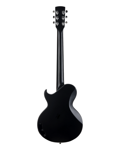 Caraya “Bold, Lightweight, Cool” Okoume Electric Resonator Hybrid Guitar w/ Built-in Humbucker Pickups in Black Matte Finish - SDG80