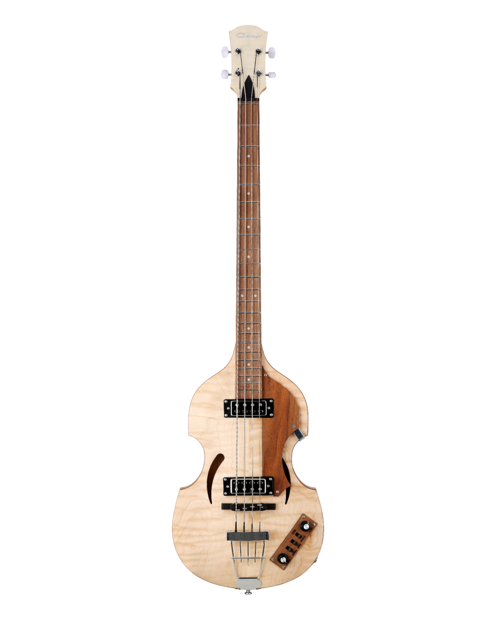 Caraya Flamed Maple 4-String Semi-Hollow Violin Bass Guitar  SBG008