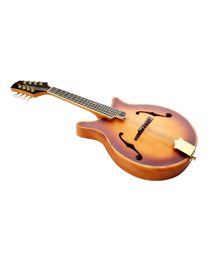 Caraya Solid Okoume Paulownia "Modern Twist" Mandolin in Sunburst w/ Bevelled Edges & Gold Hardware - DMA40